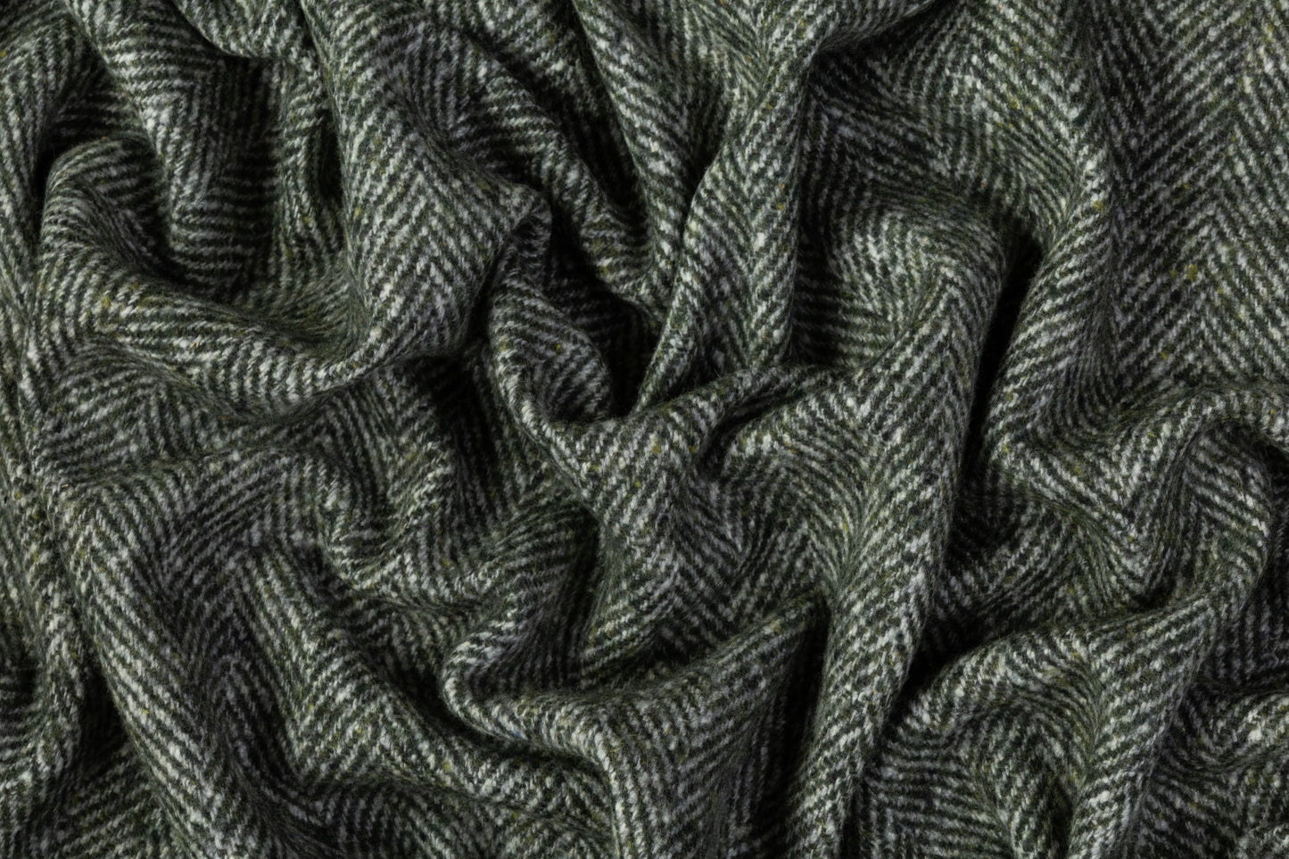 Italian Herringbone Wool Coating - Green