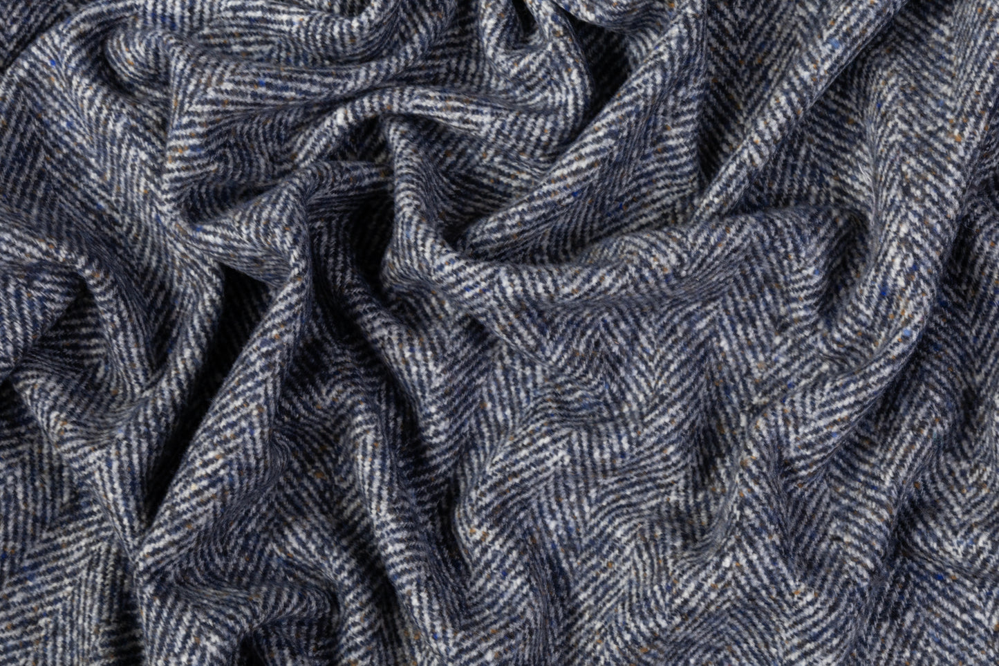 Italian Herringbone Wool Coating - Blue