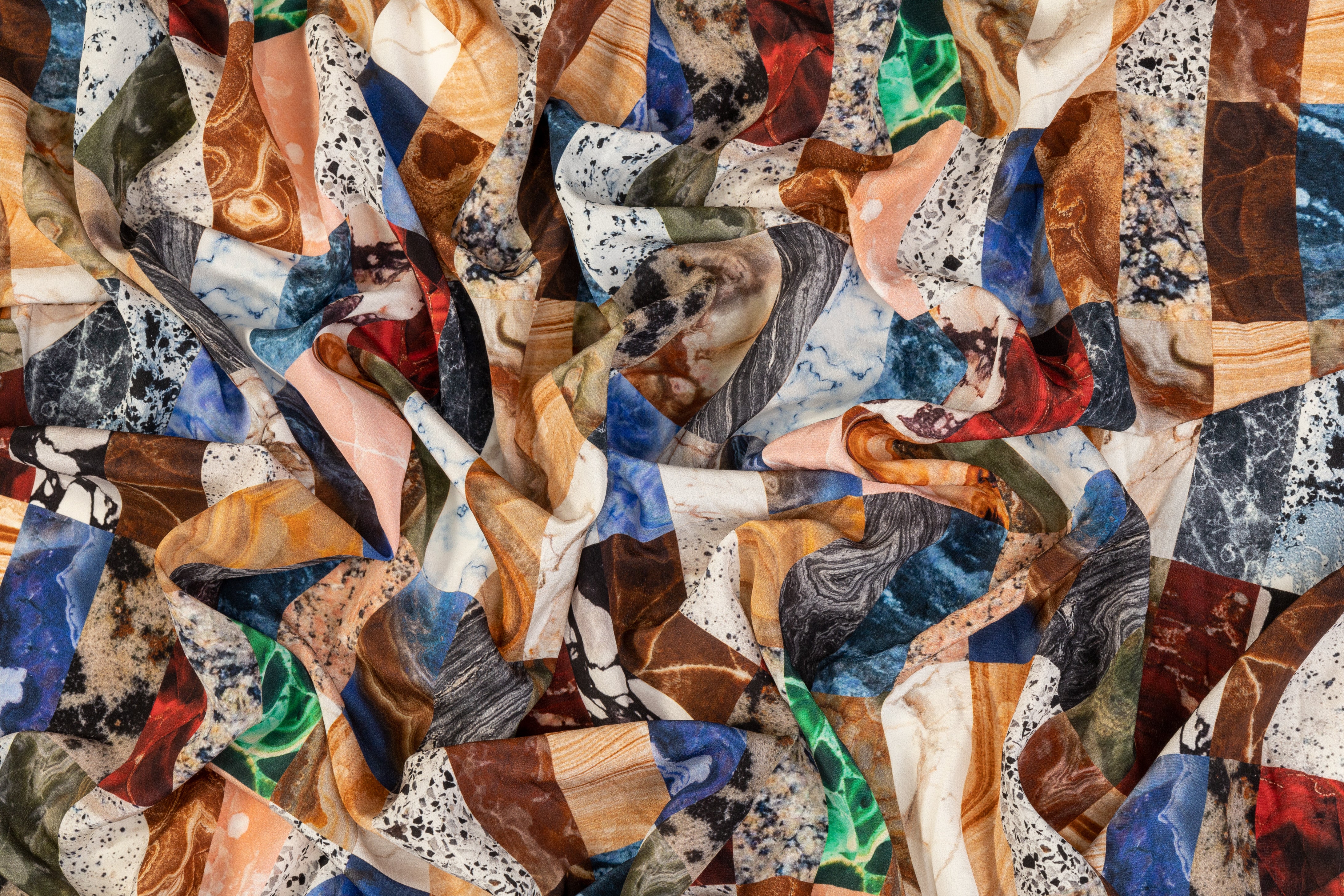 Rock Print Silk Crepe De Chine - Multicolor