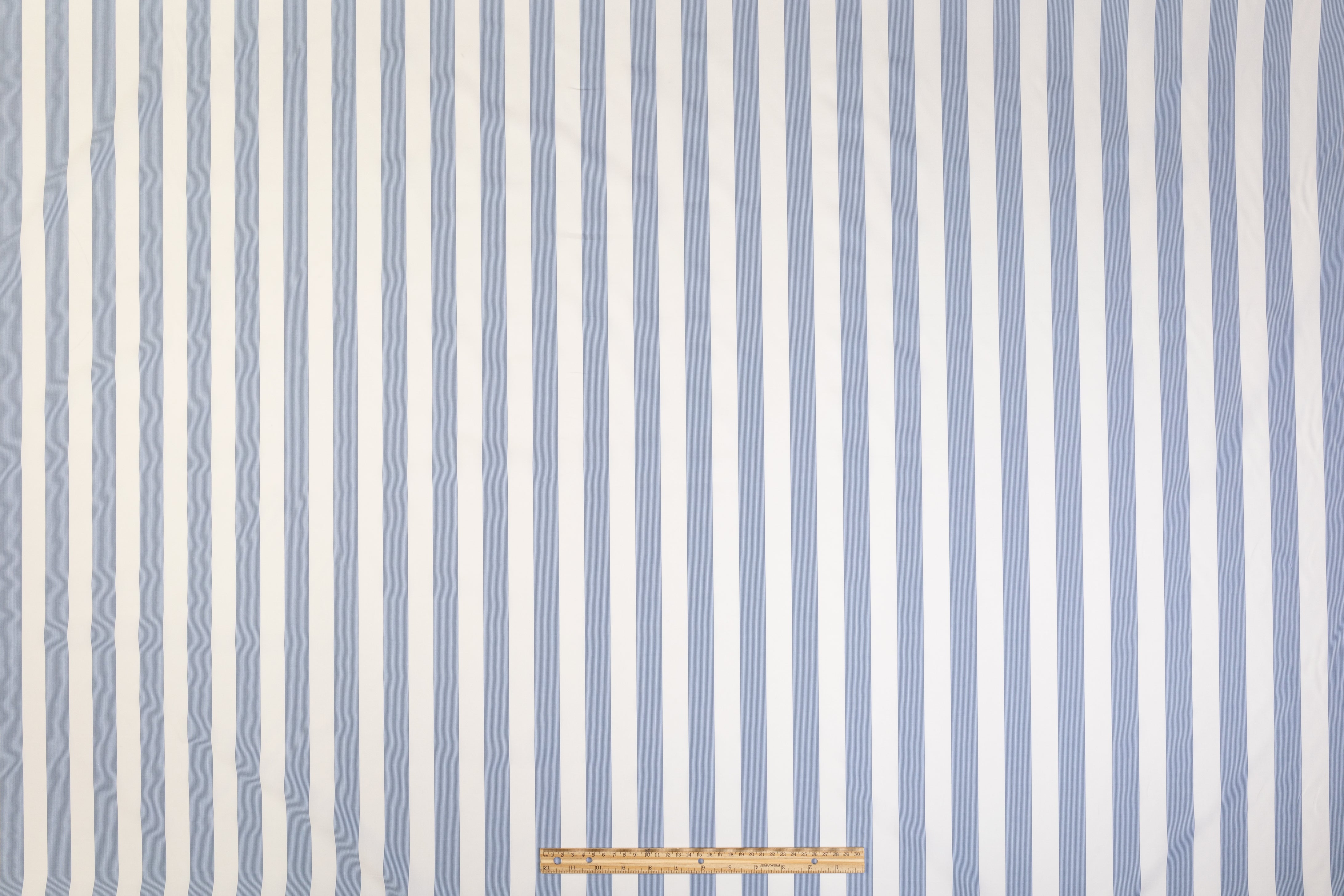 Striped Cotton Shirting - White / Soft Blue
