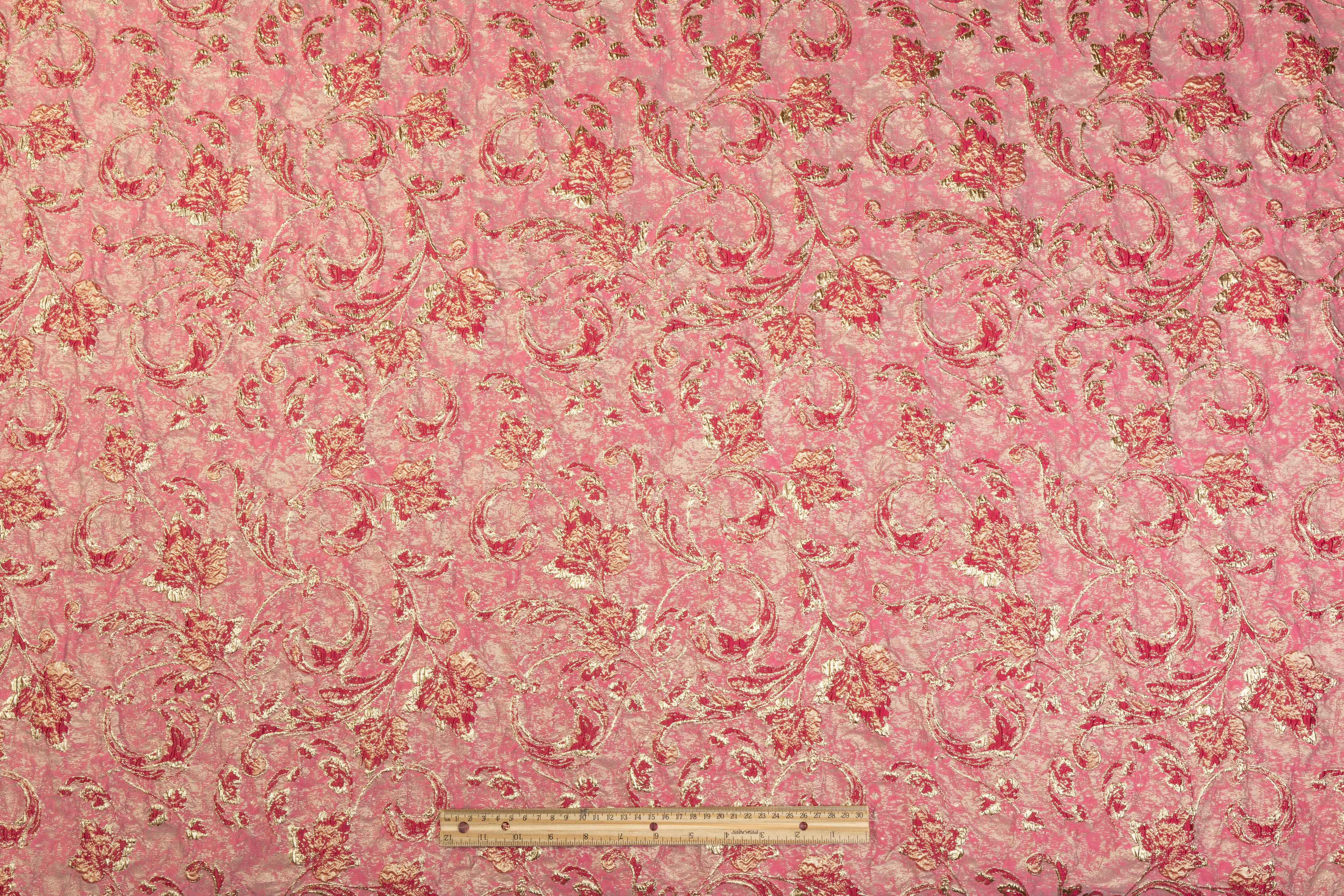 Double Faced Metallic Brocade - Magenta / Gold