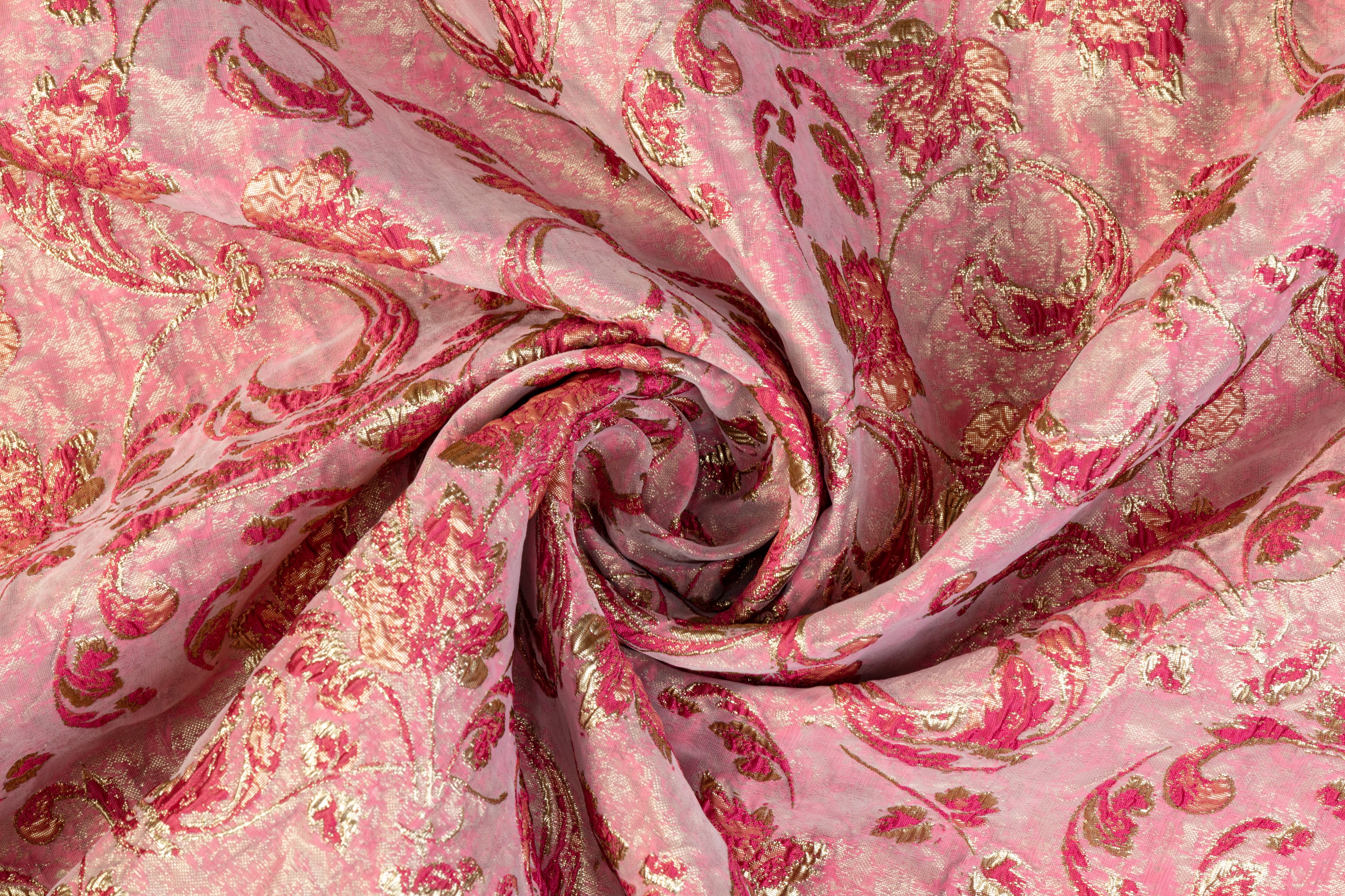 Double Faced Metallic Brocade - Magenta / Gold