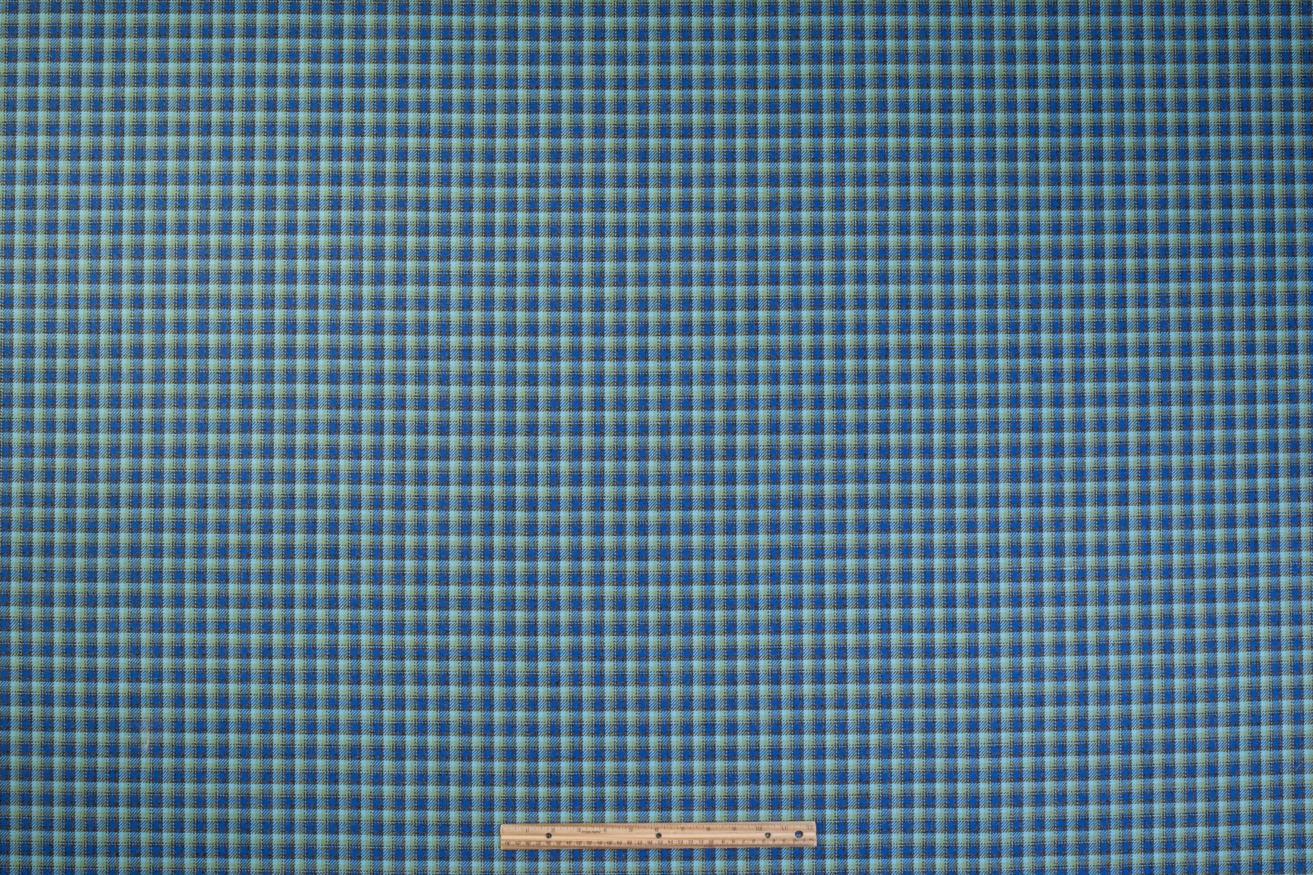 Checked Italian Wool Twill - Blue / Green