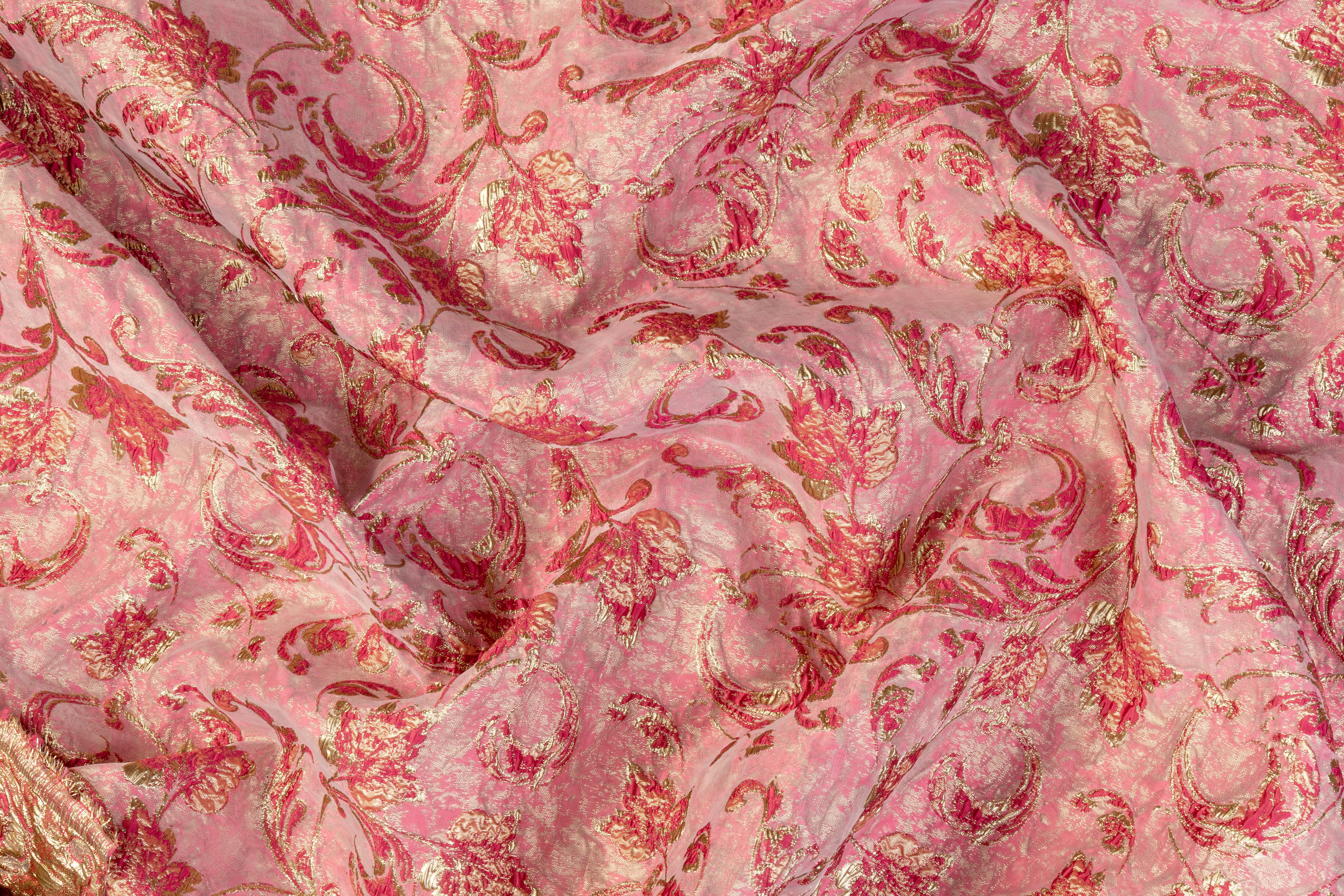 Double Faced Metallic Brocade - Magenta / Gold