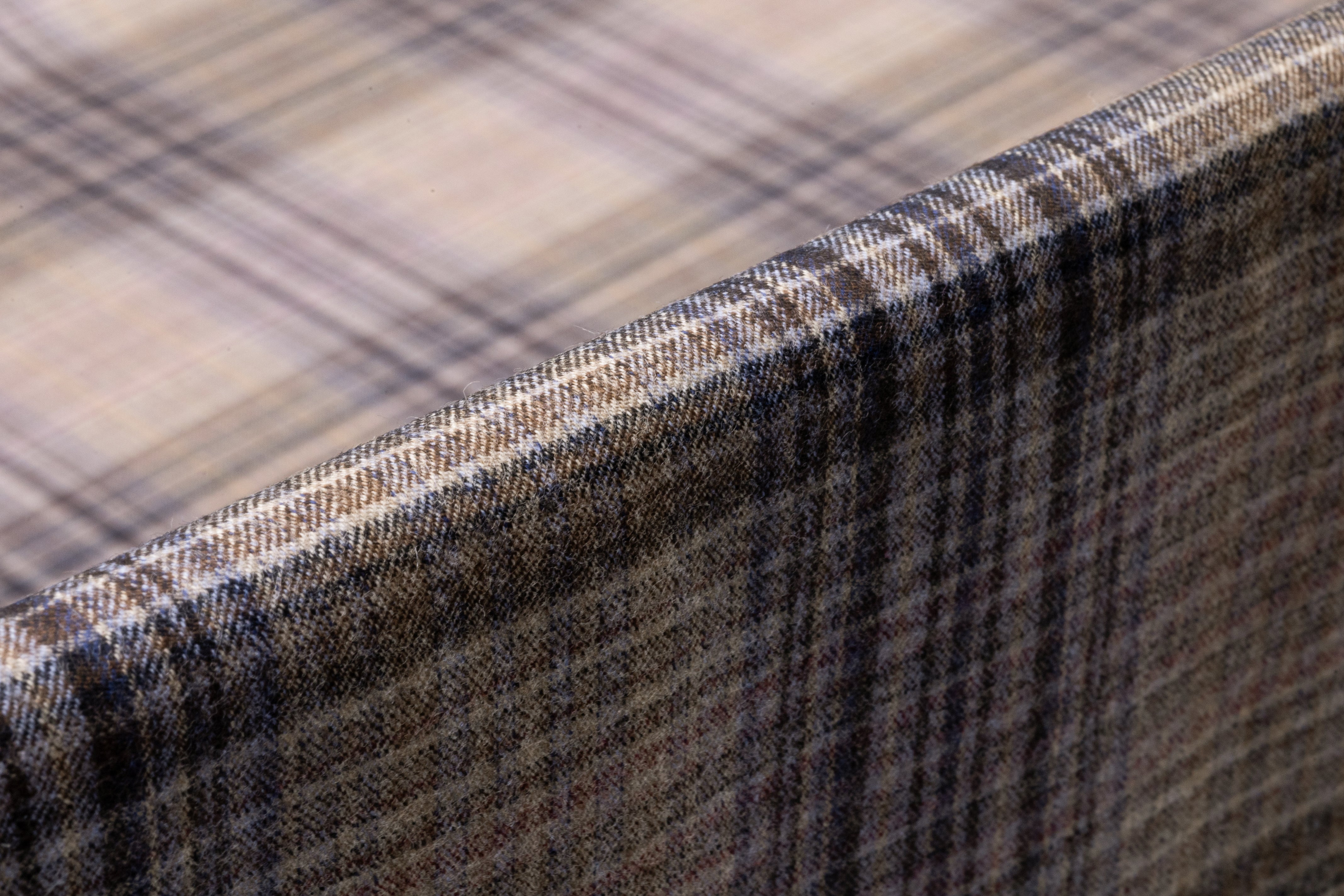 Carnet - Plaid Italian Wool Flannel Suiting - Light Taupe / Navy / Brown