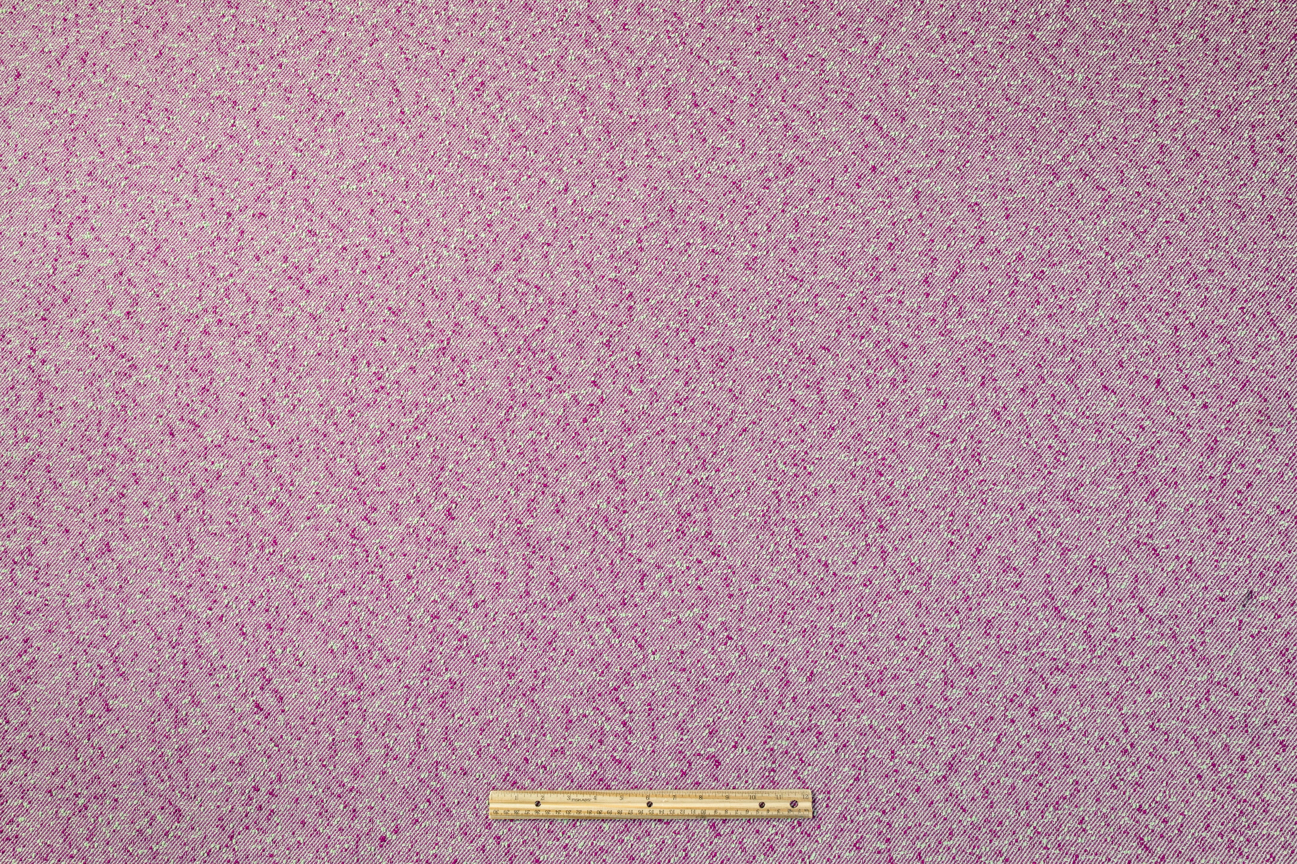 Textured Italian Wool Blend Twill - Fuchsia / Mint Green