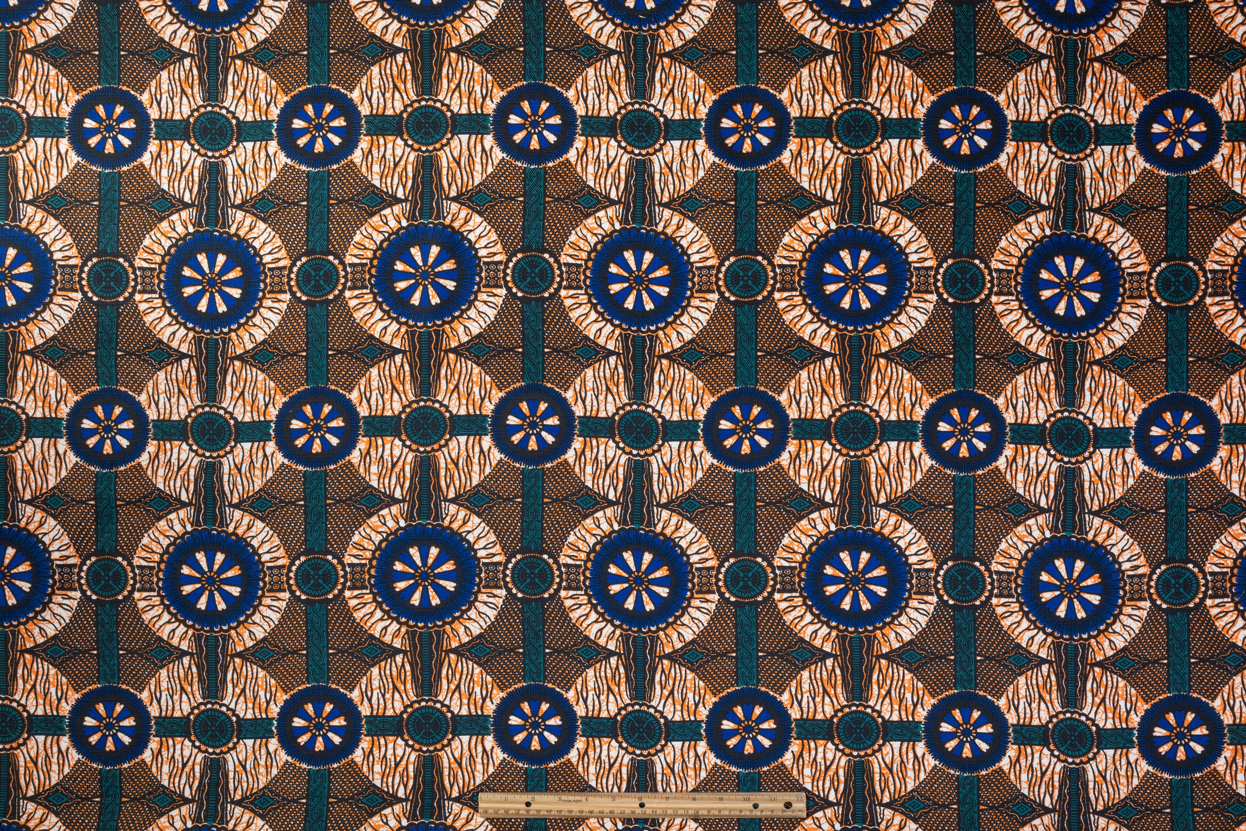 Textured Cotton Print - Blue / Teal / Orange