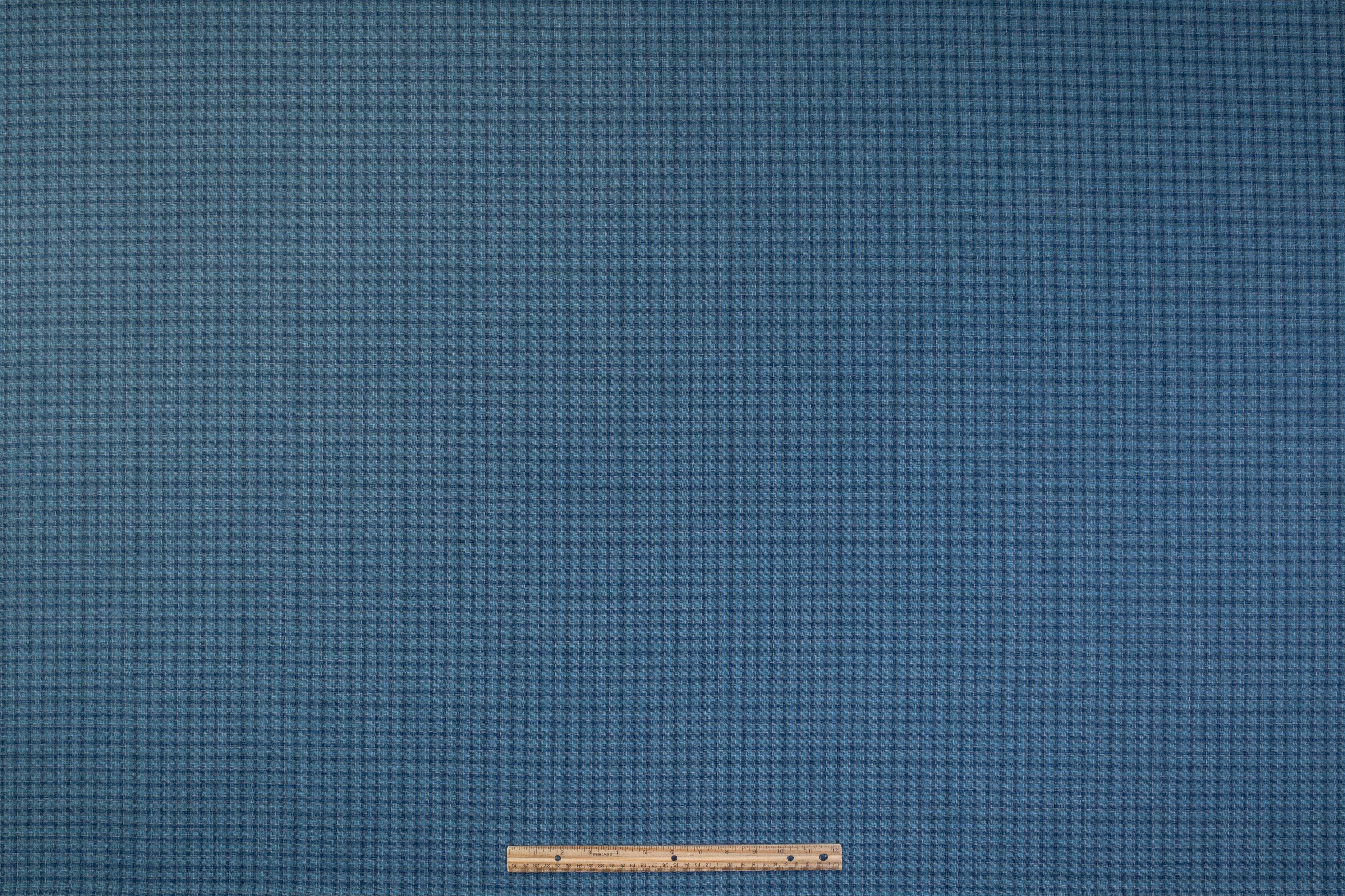 Checked Italian Wool Suiting - Blue