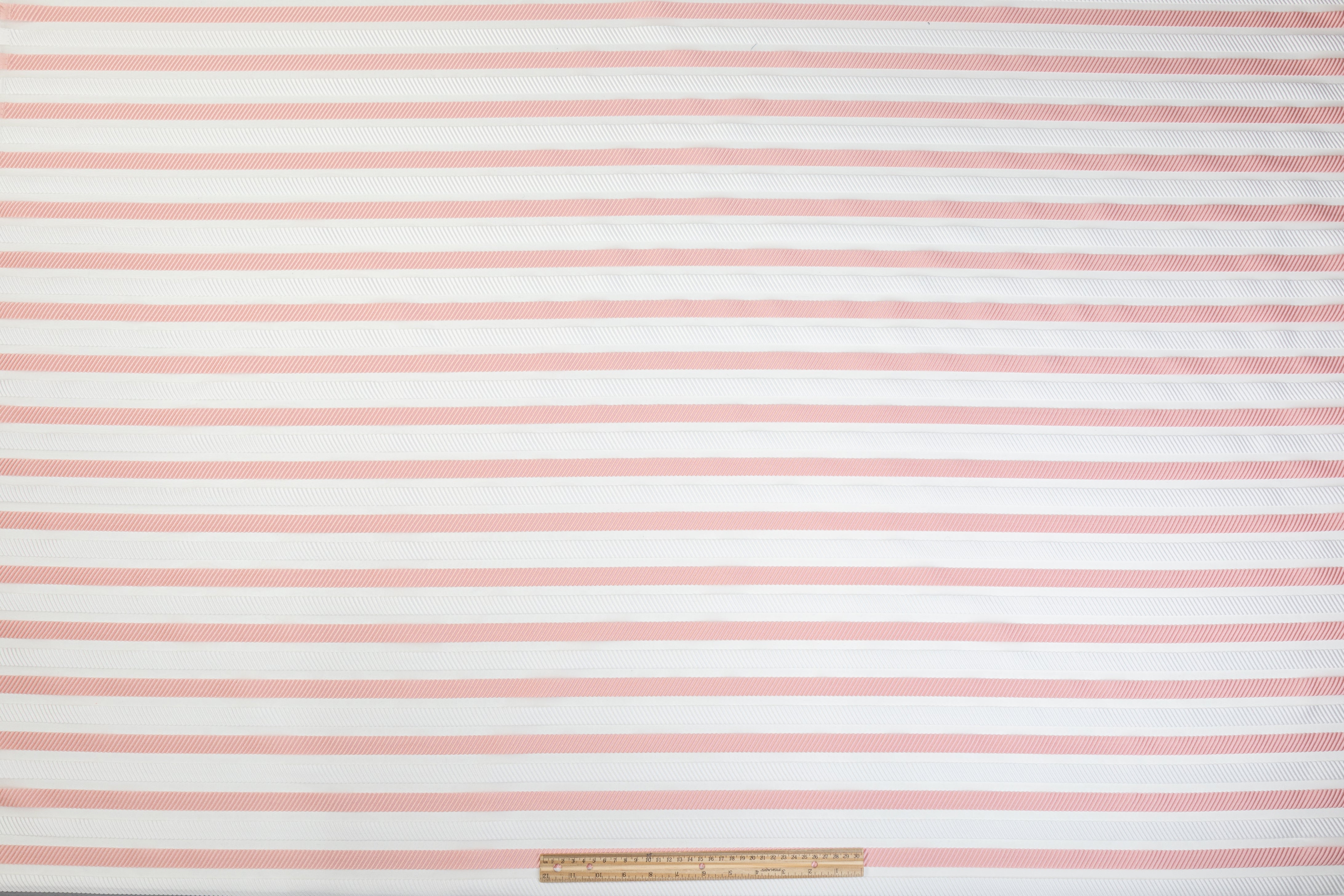 Ribbed Striped Organza Burnout Brocade - Pink / White