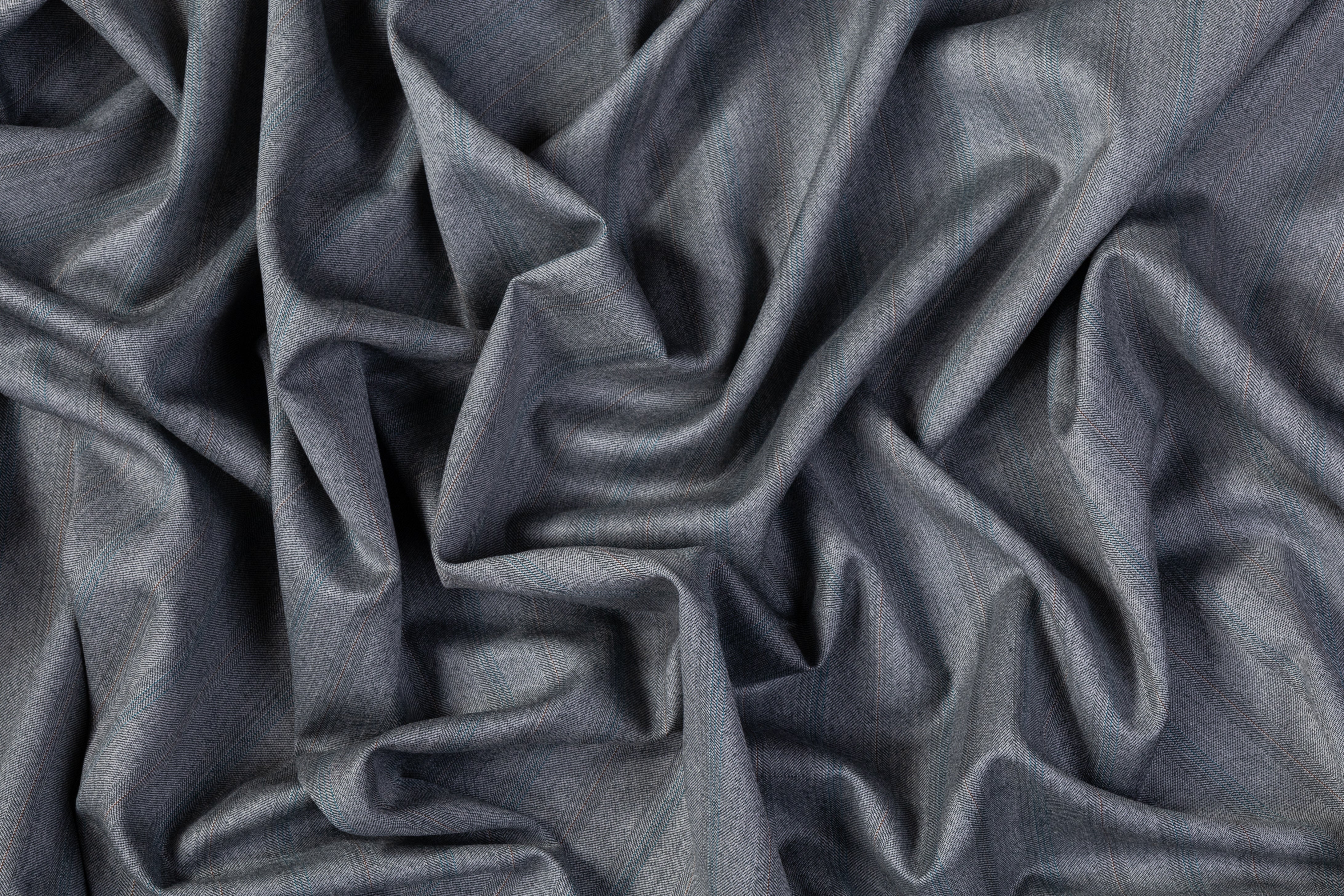 Striped Italian Wool Blend Suiting - Gray