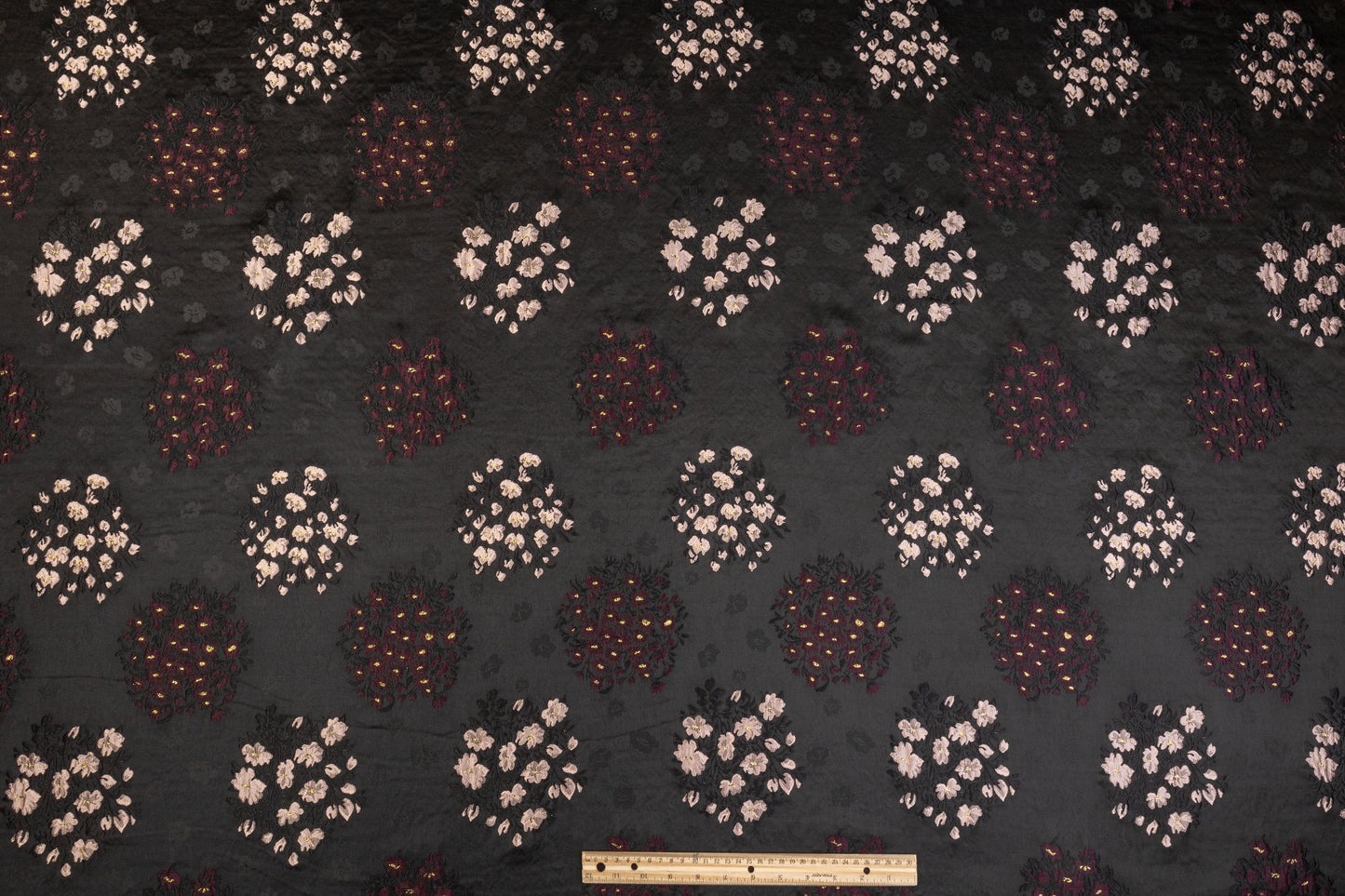 Floral Satin Brocade - Black / Blush / Burgundy