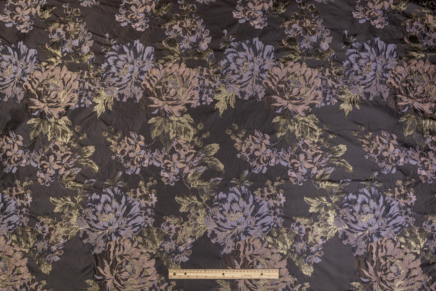 Crushed Floral Metallic Brocade - Lavender / Blush / Dusk