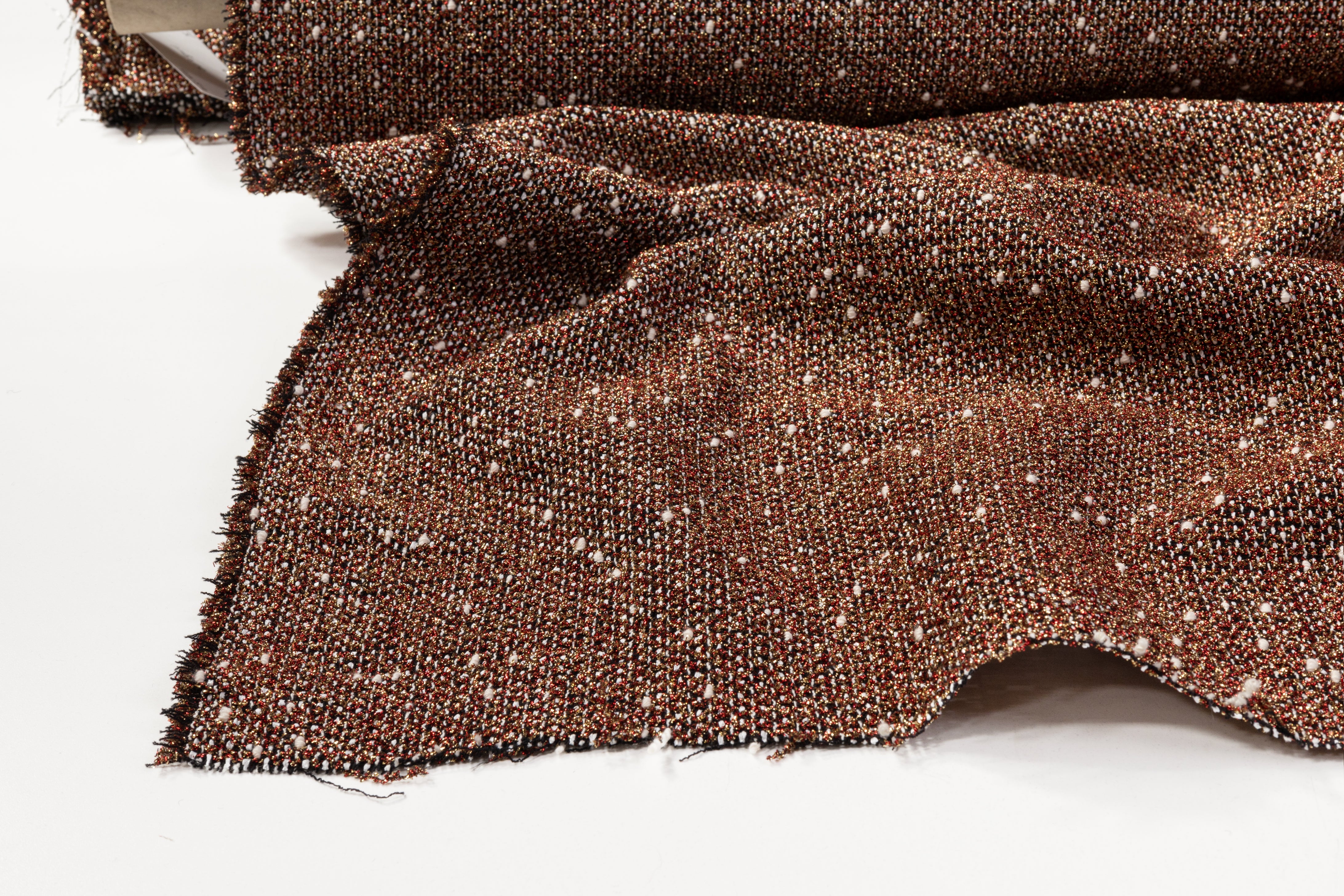 Metallic Italian Tweed Boucle - Red / Gold