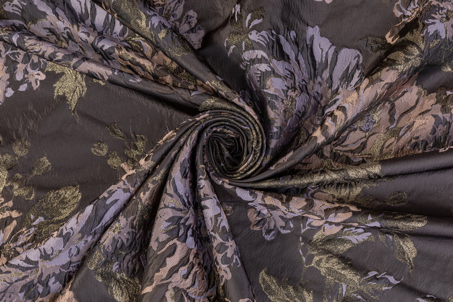 Crushed Floral Metallic Brocade - Lavender / Blush / Dusk