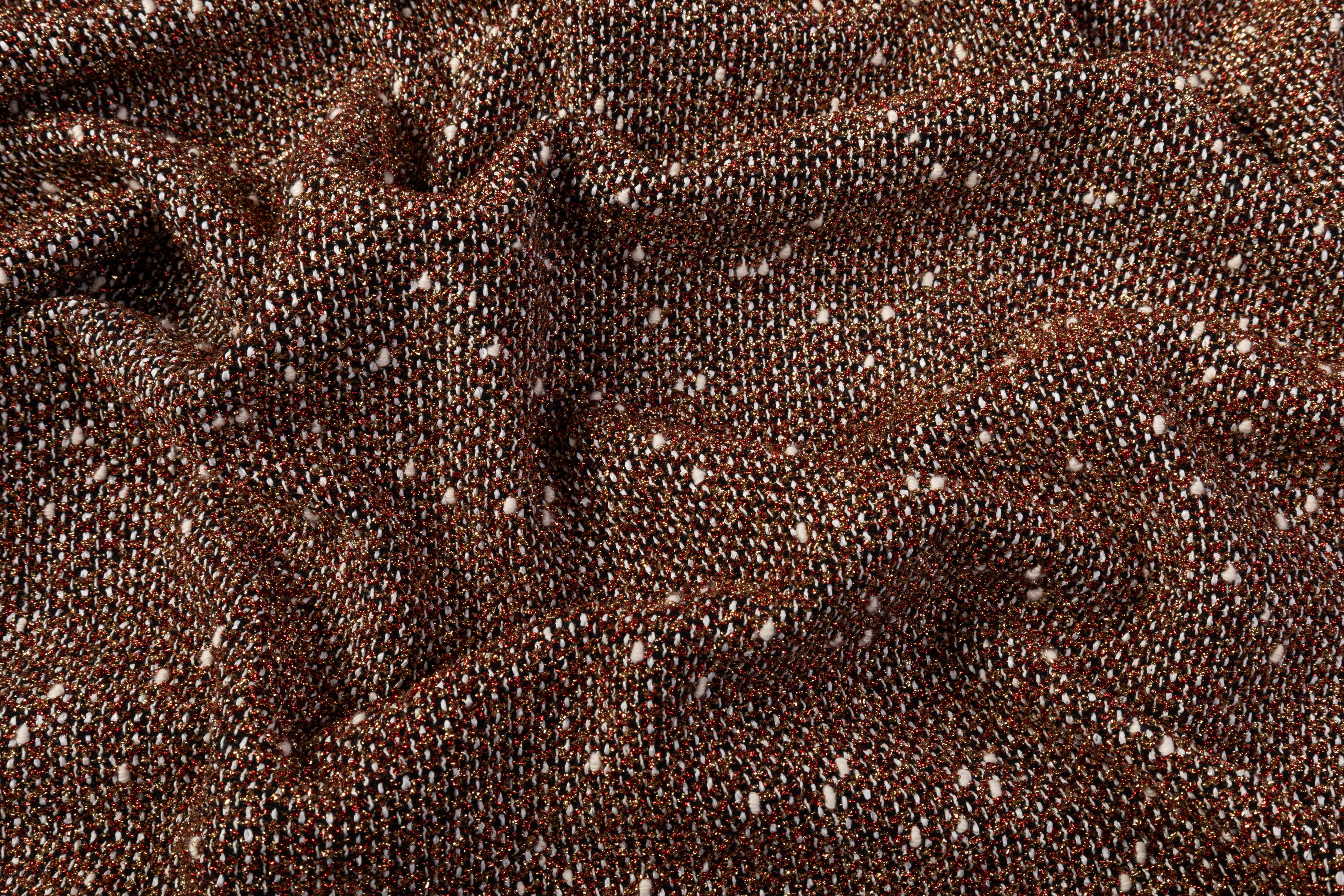 Metallic Italian Tweed Boucle - Red / Gold