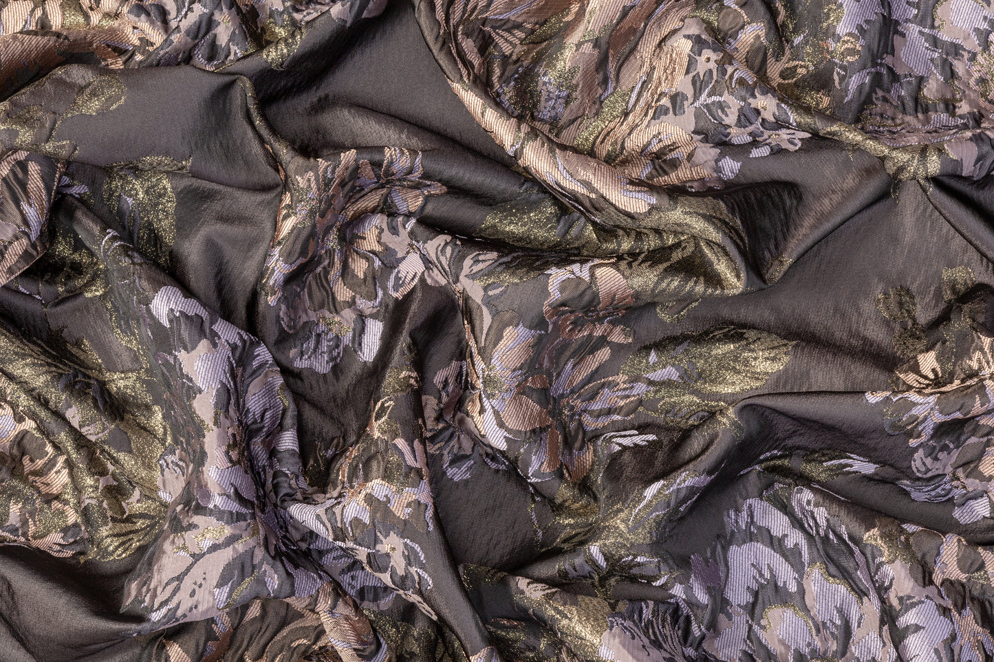 Crushed Floral Metallic Brocade - Lavender / Blush / Dusk