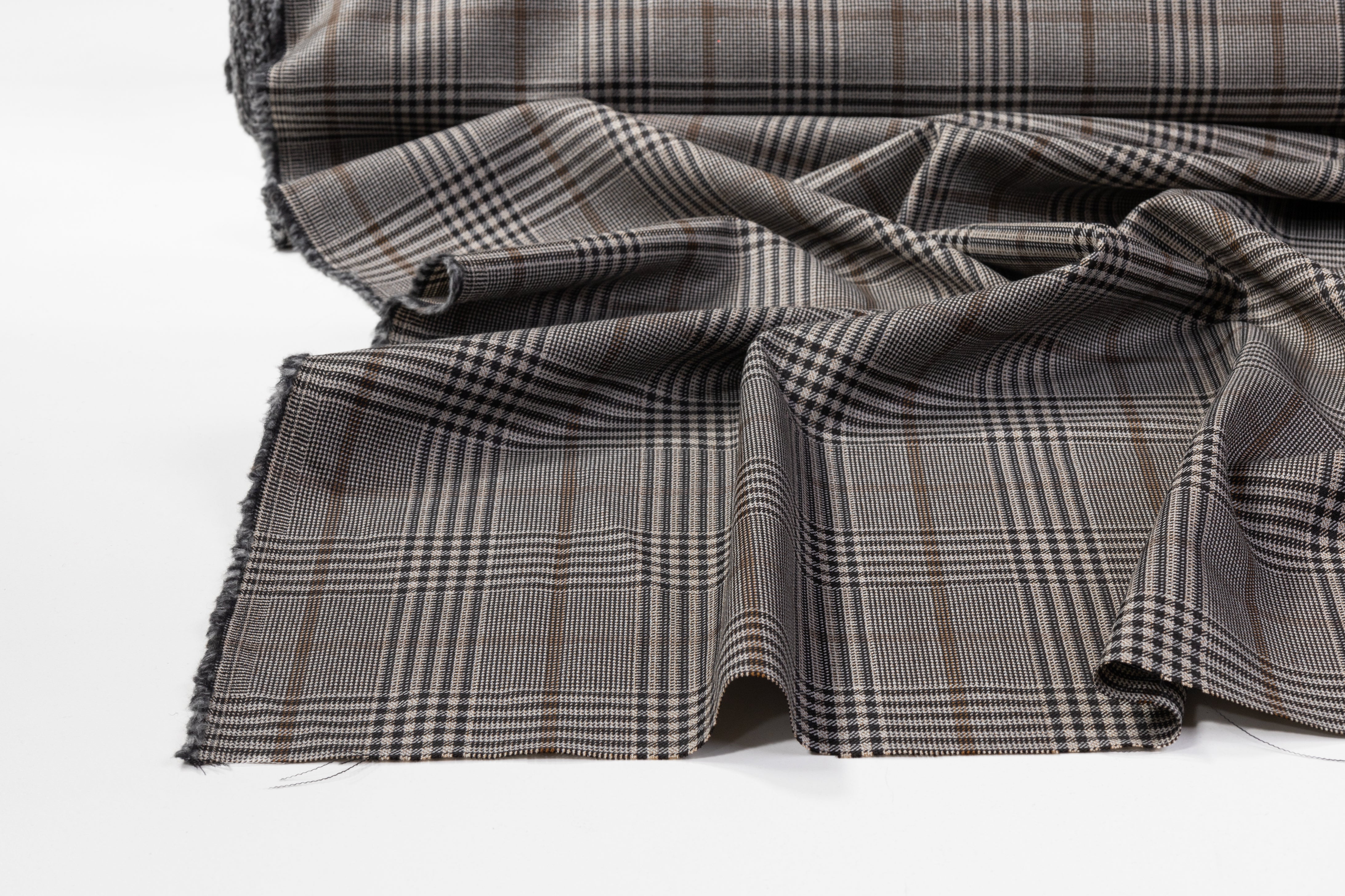 Checked Italian Wool Suiting - Gray / Brown