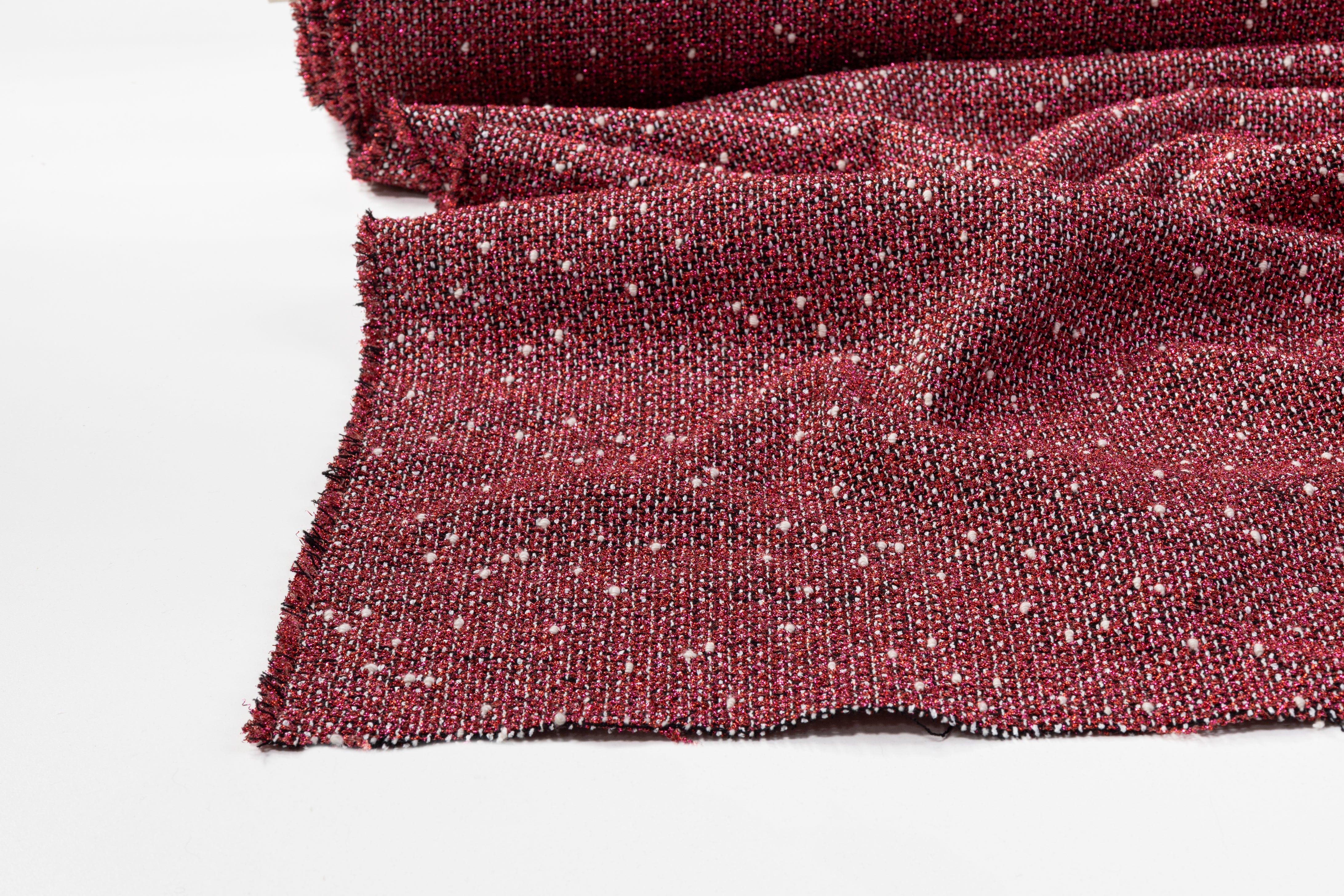 Metallic Italian Tweed Boucle - Red