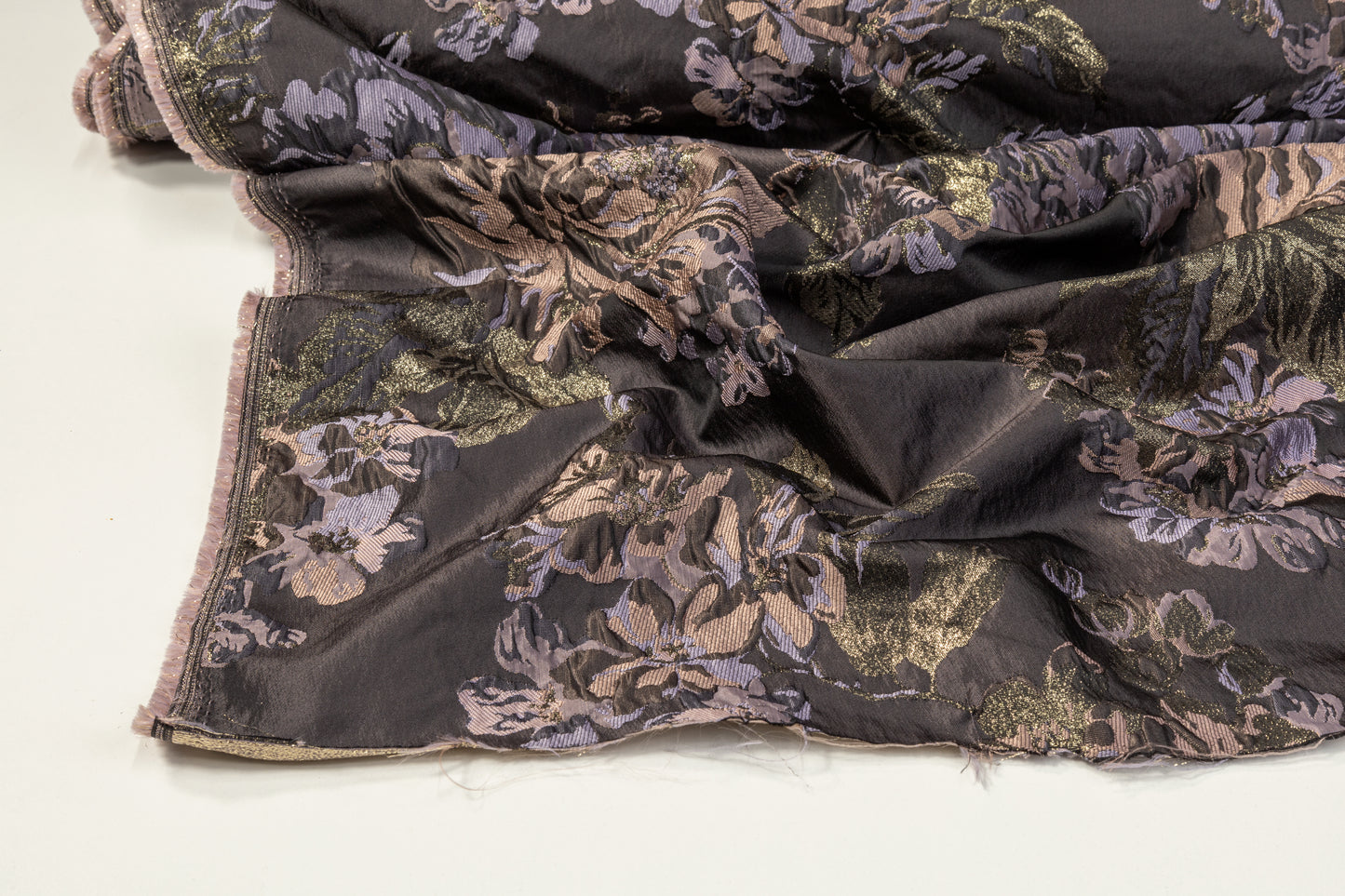 Crushed Floral Metallic Brocade - Lavender / Blush / Dusk