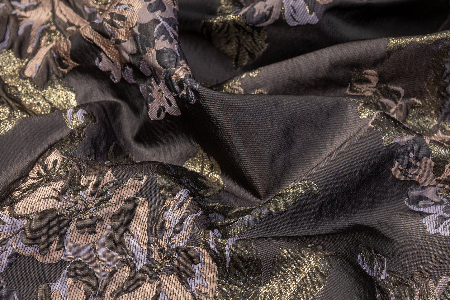Crushed Floral Metallic Brocade - Lavender / Blush / Dusk