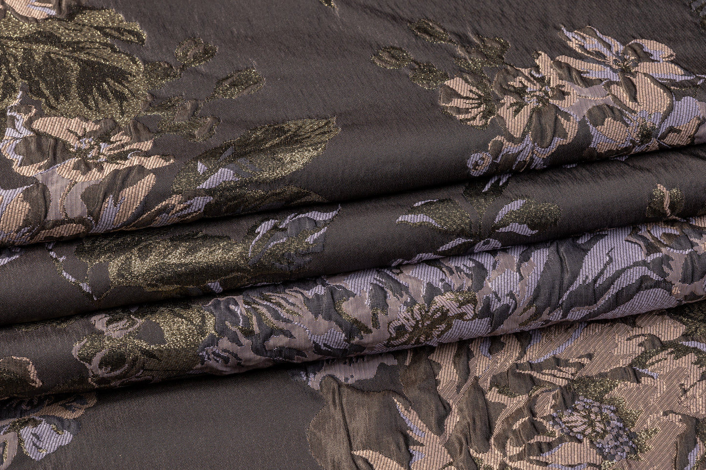 Crushed Floral Metallic Brocade - Lavender / Blush / Dusk