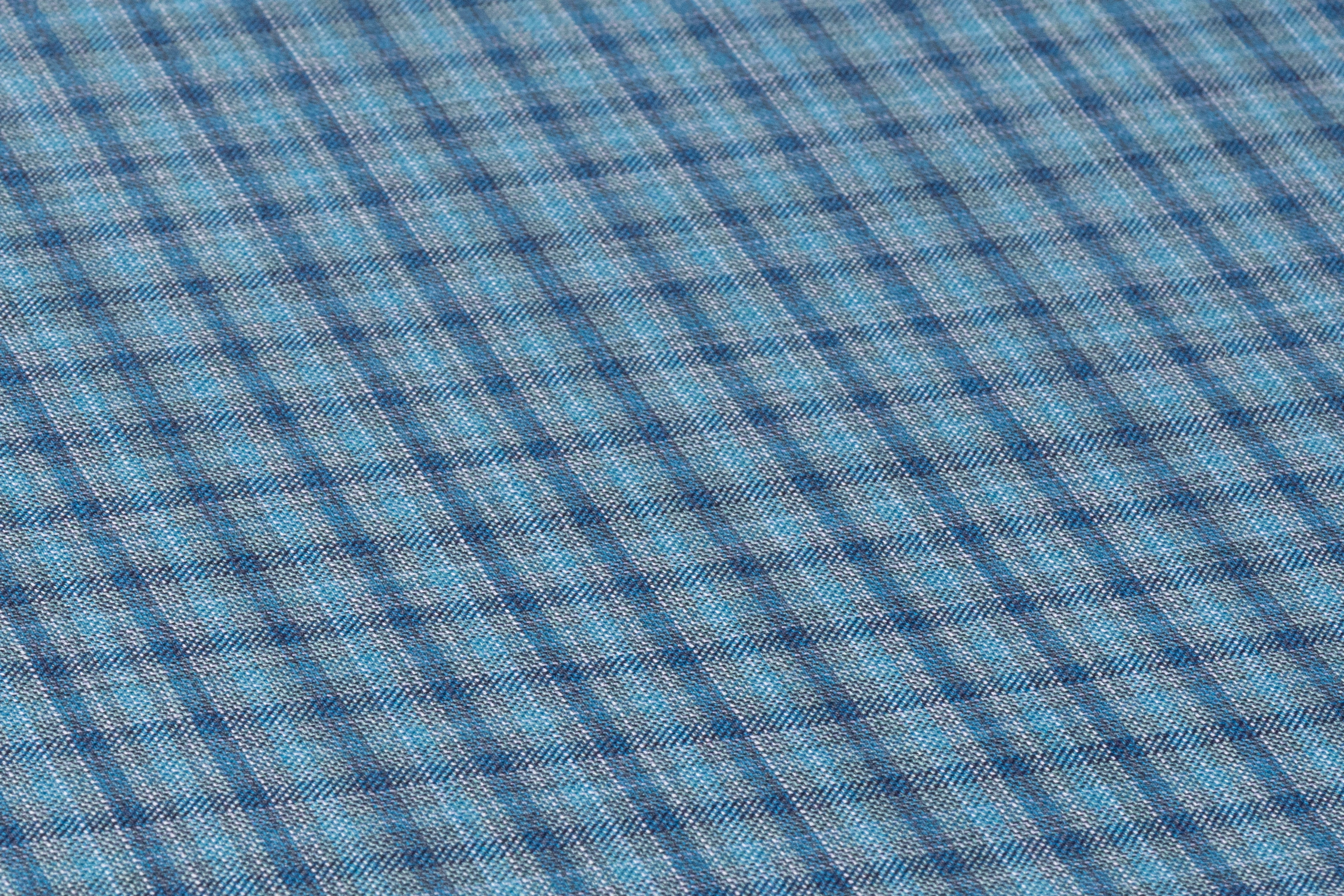 Checked Italian Wool Suiting - Blue