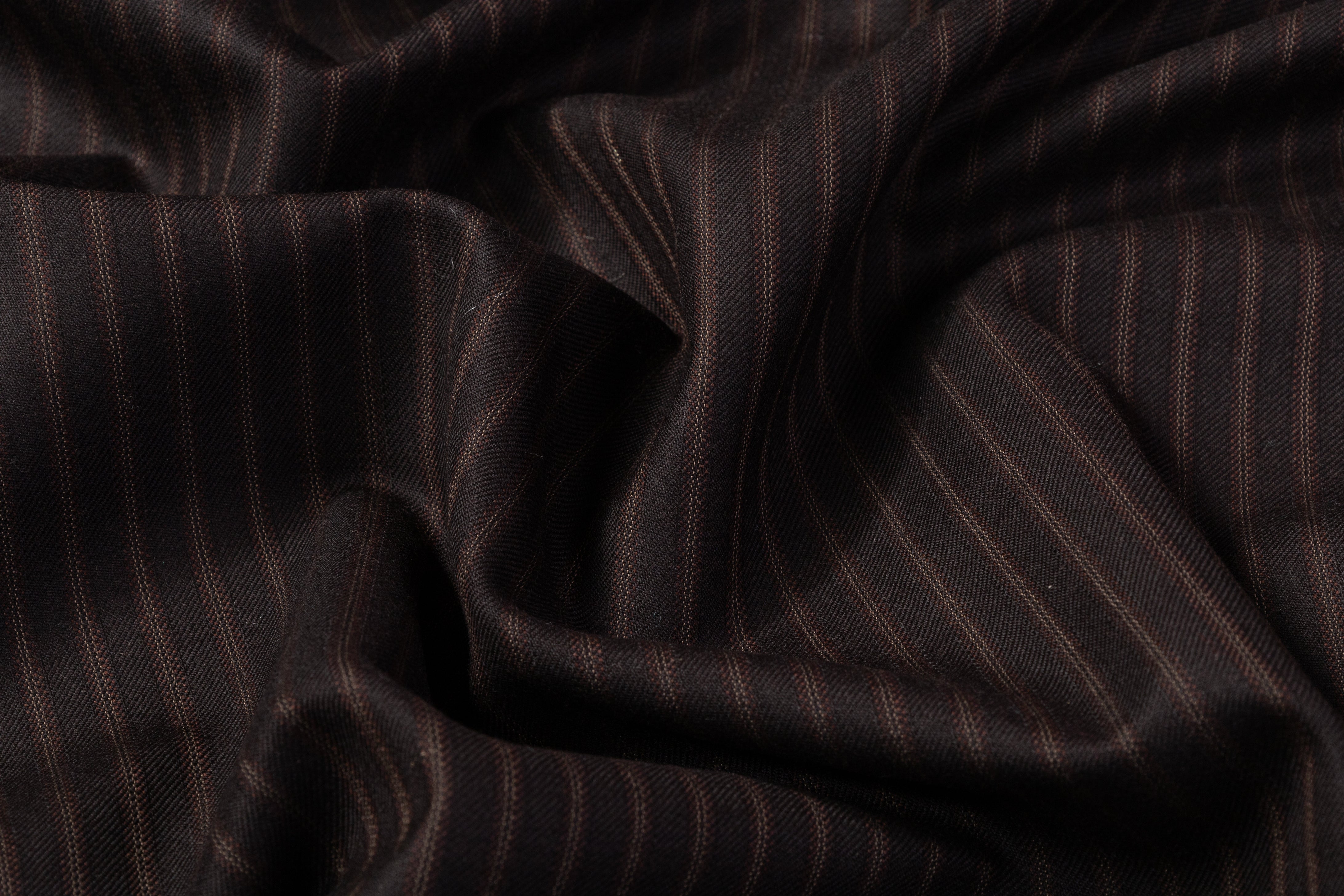 Striped Superfine Worsted Wool - Brown