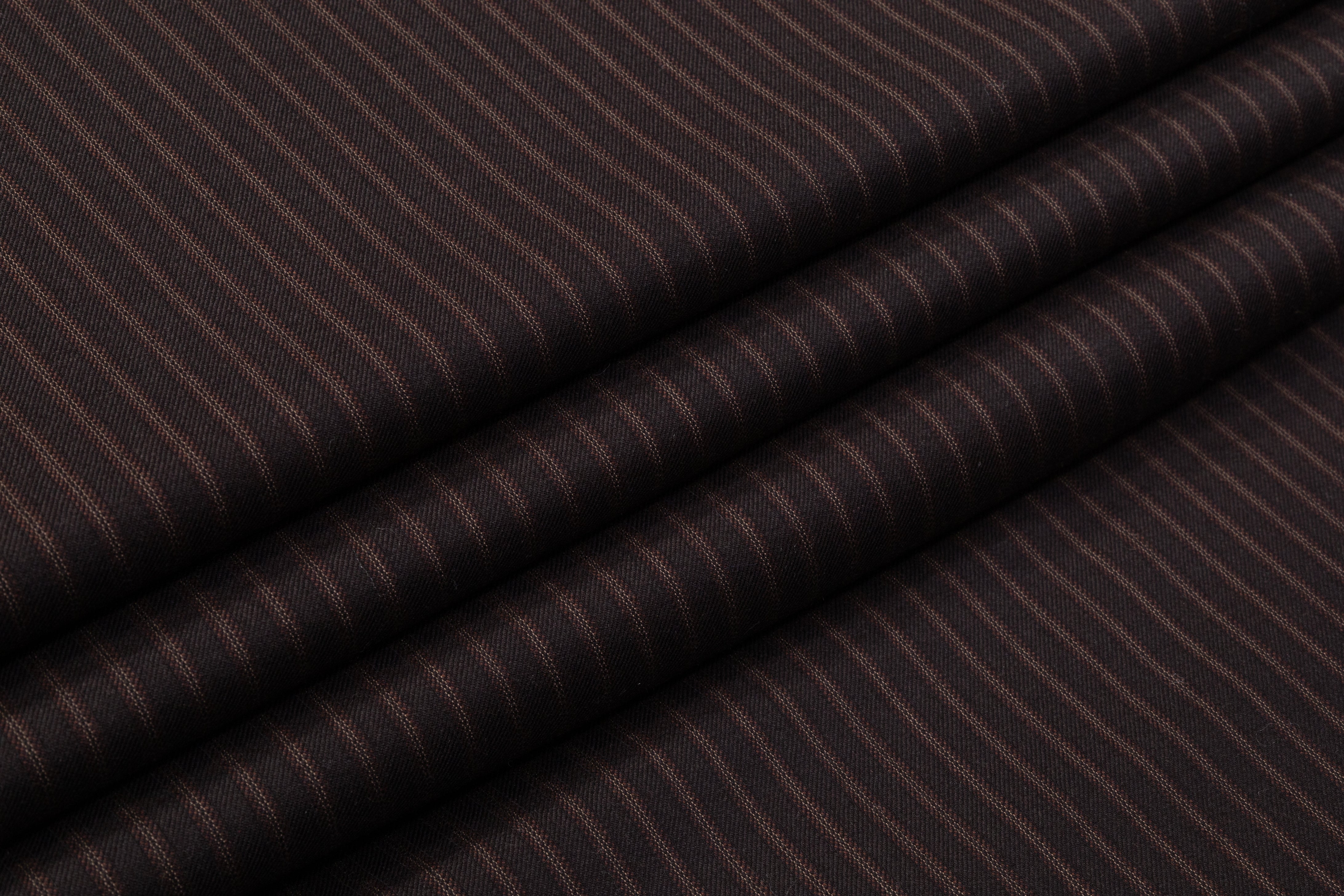 Striped Superfine Worsted Wool - Brown