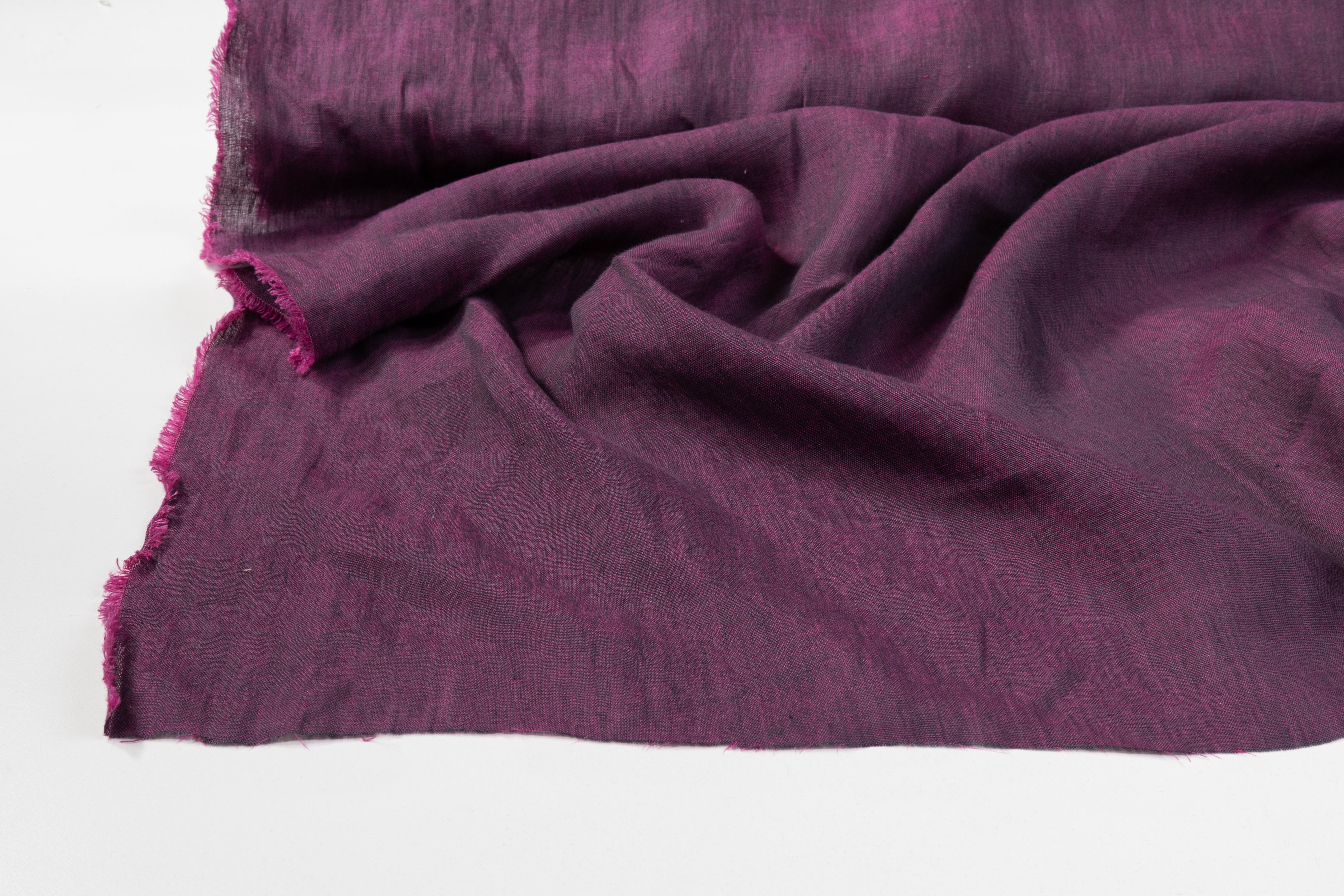 Iridescent Italian Linen - Fuchsia / Gray
