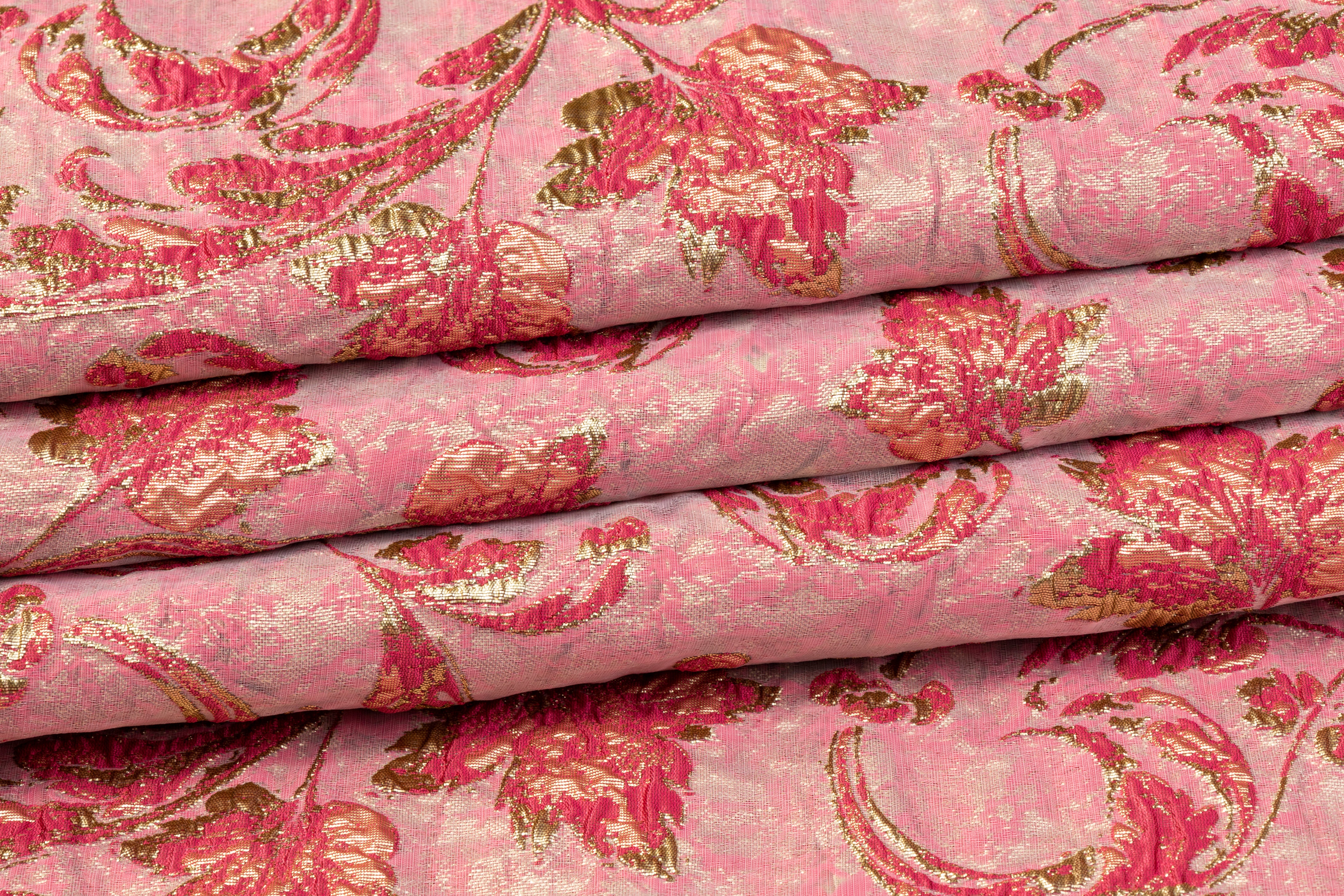 Double Faced Metallic Brocade - Magenta / Gold