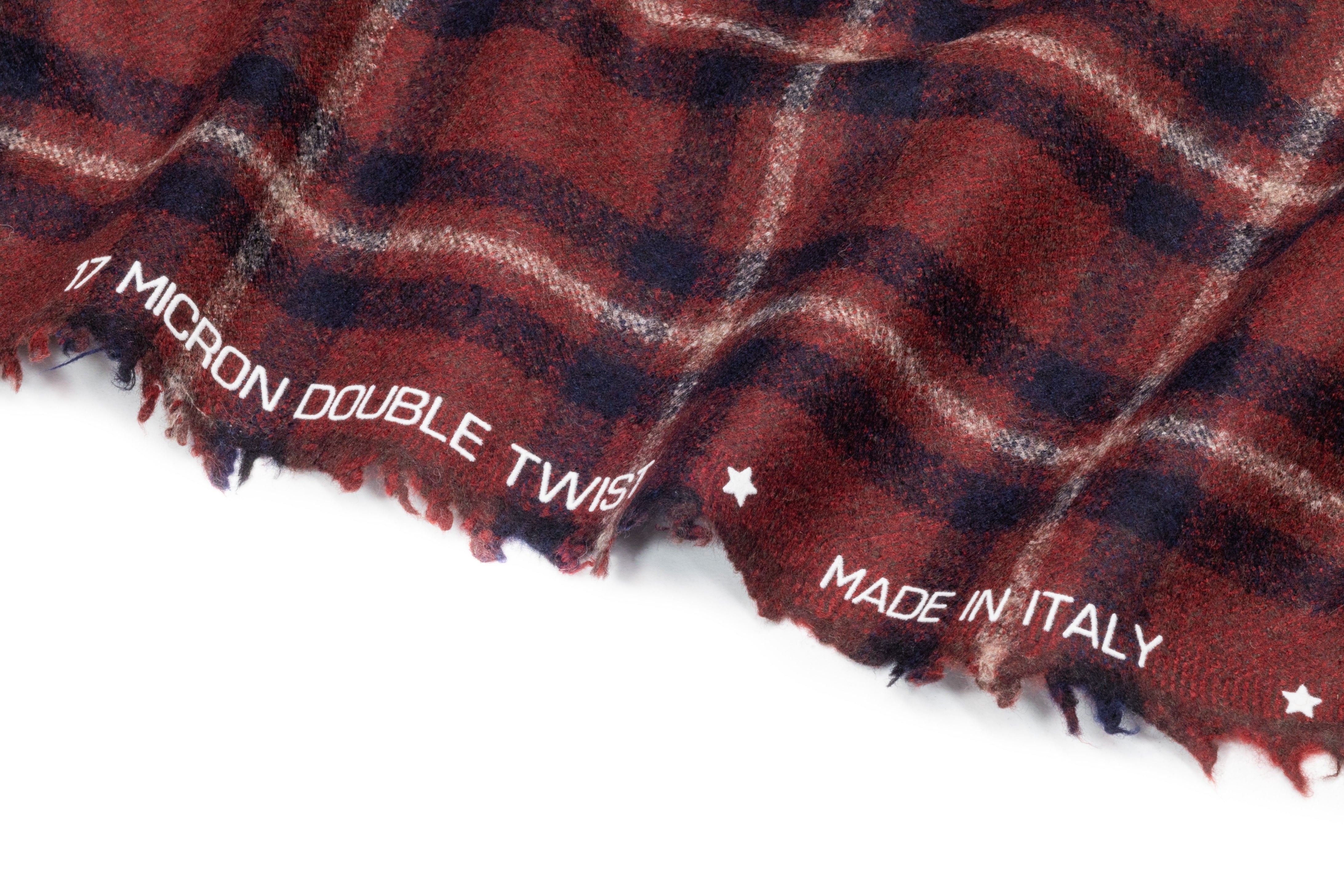 Tallia di Delfino - Plaid Micro Twist Wool Suiting - Brick Red / Navy