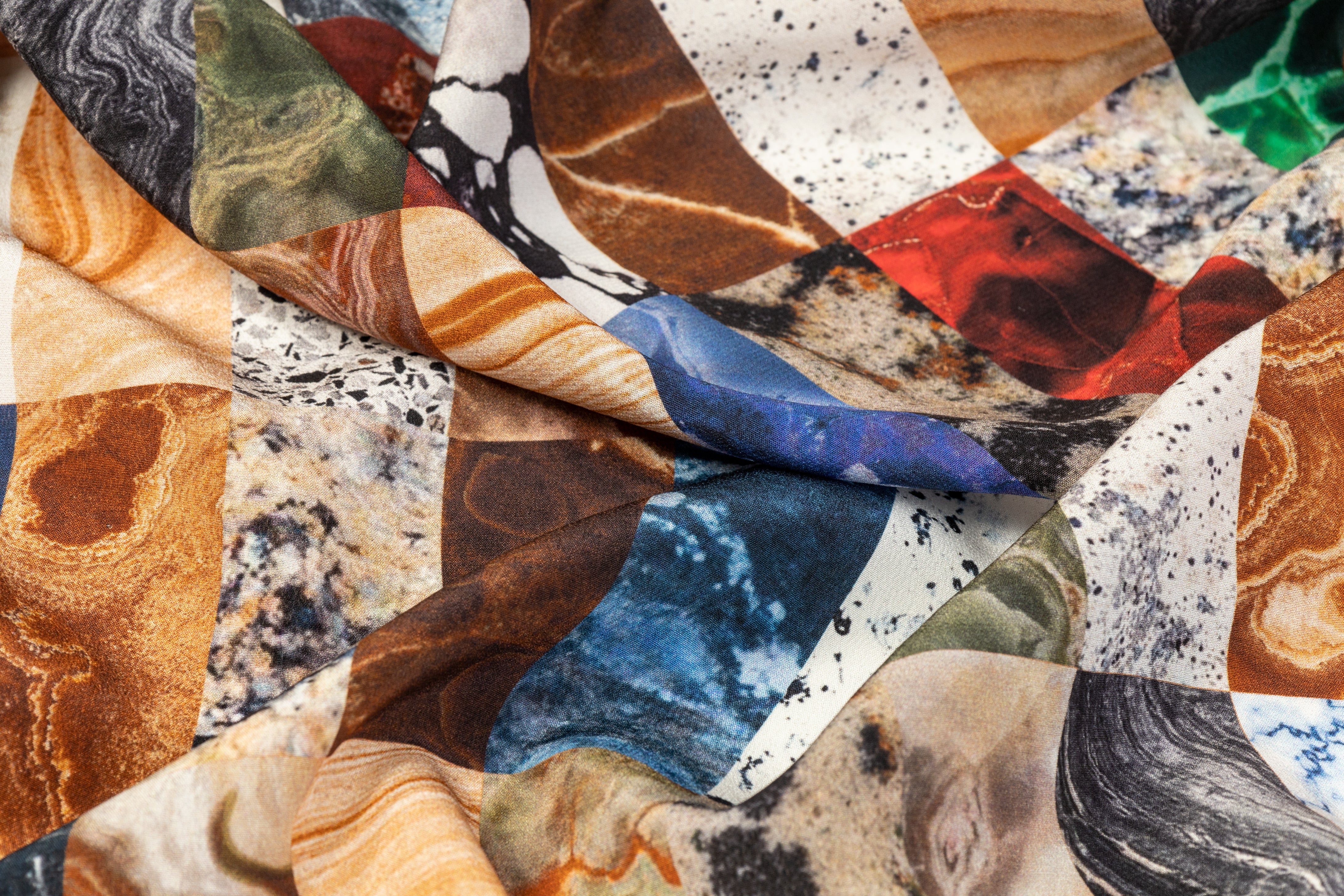 Rock Print Silk Crepe De Chine - Multicolor