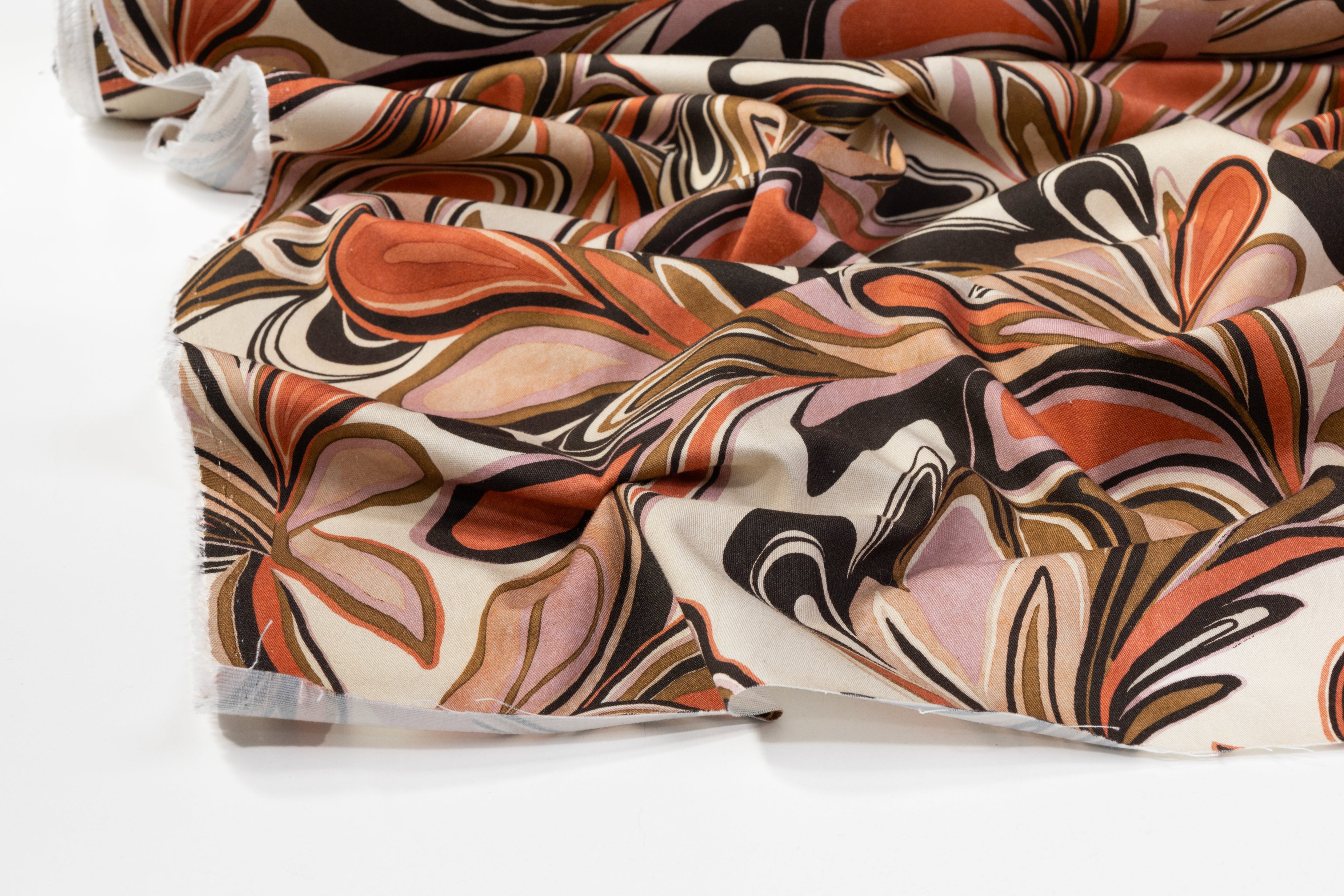 Abstract Italian Cotton Twill - Brown