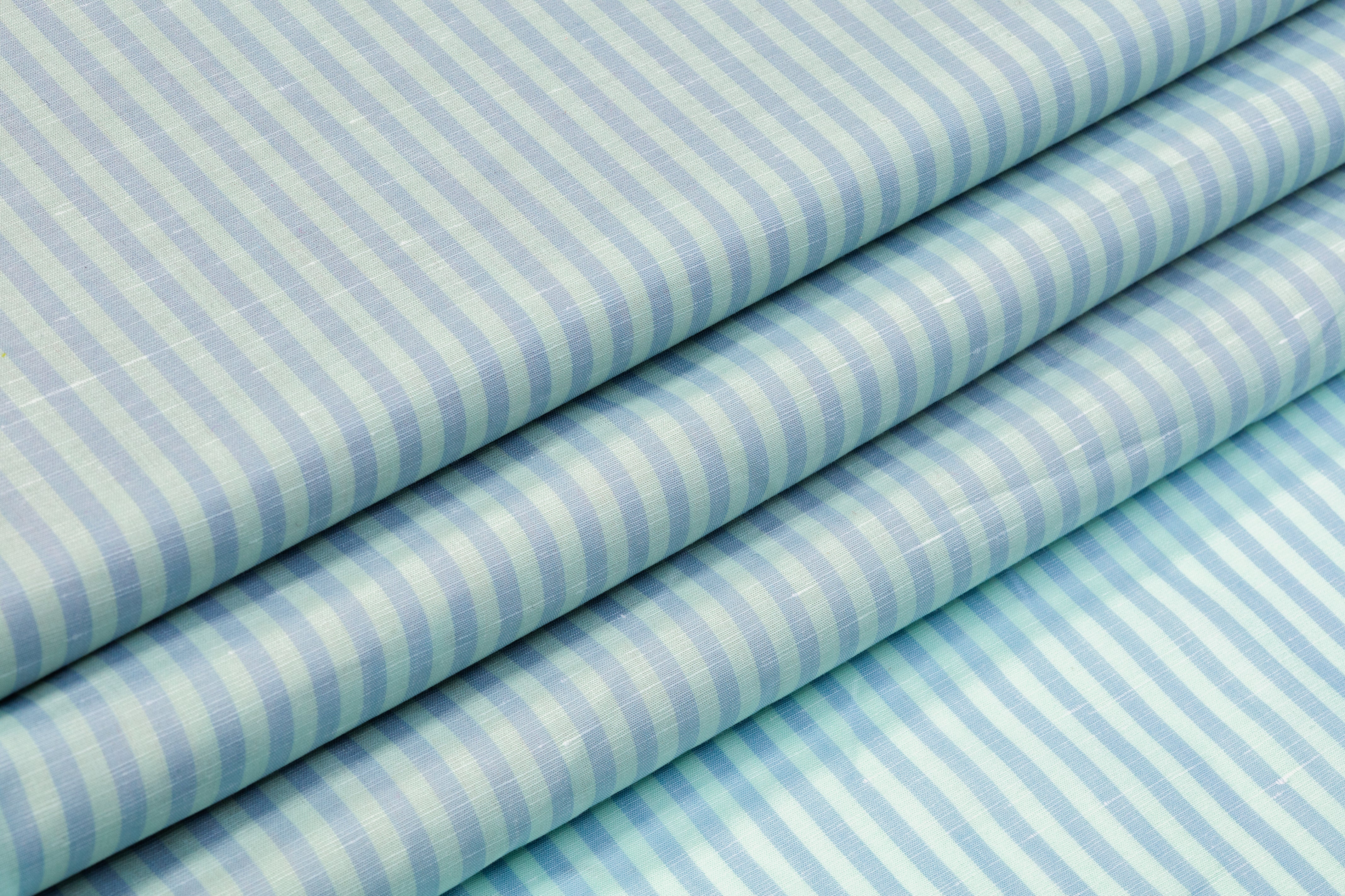 Striped Italian Handkerchief Linen - Mint Green / Lavender