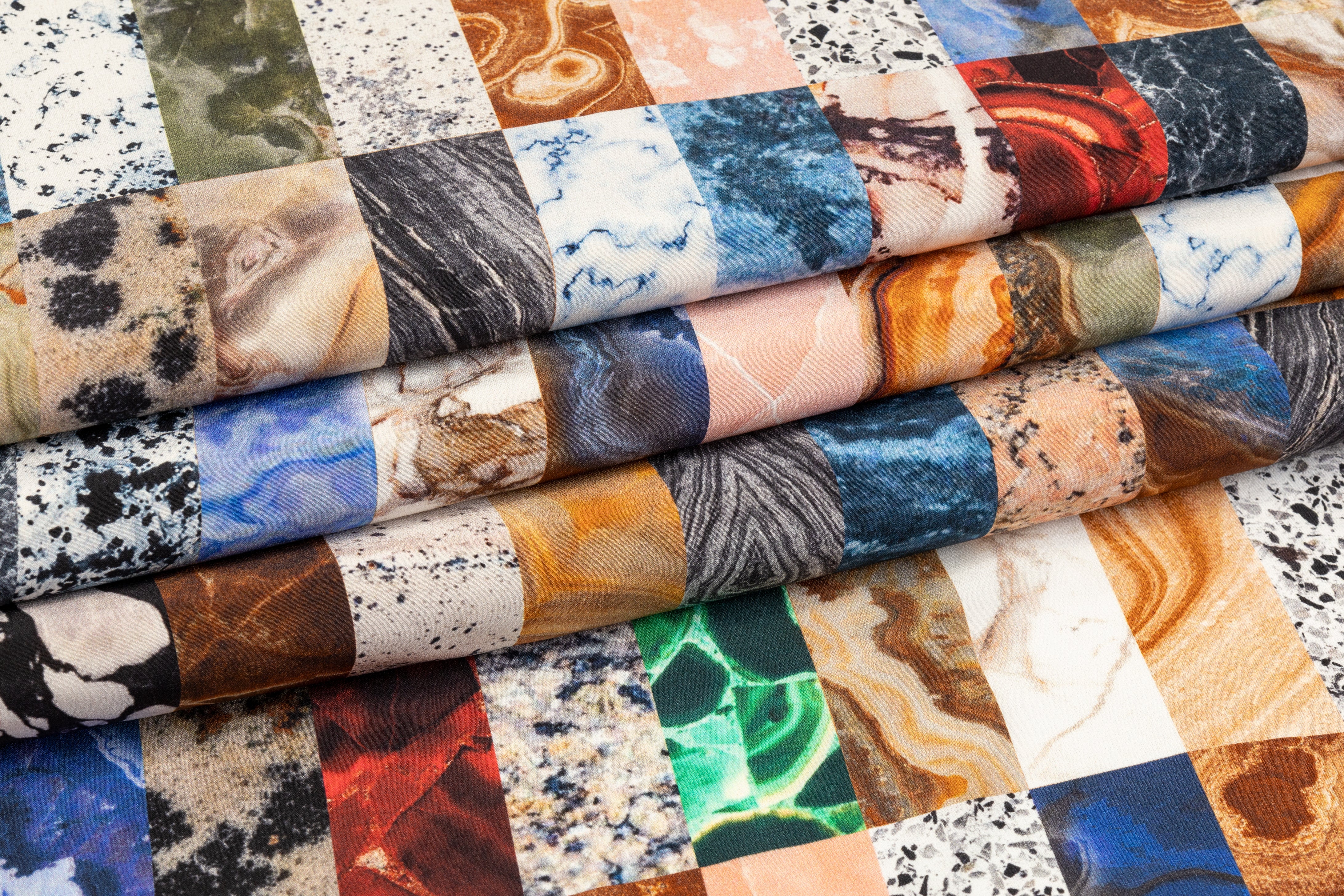 Rock Print Silk Crepe De Chine - Multicolor