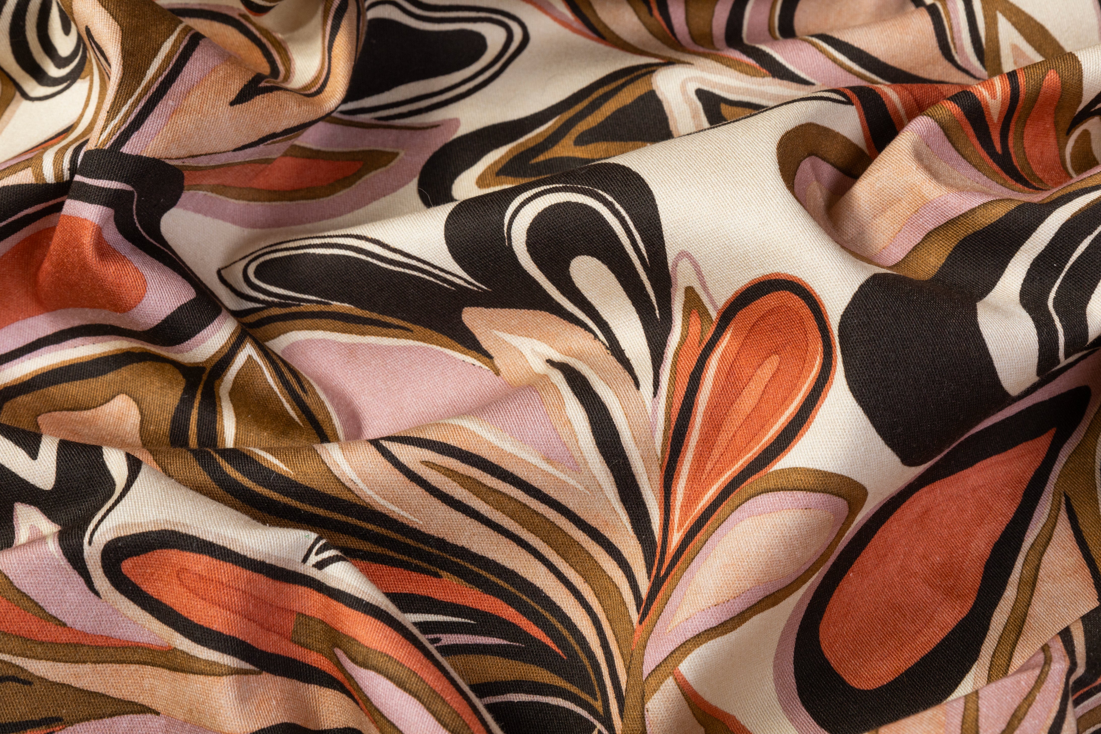 Abstract Italian Cotton Twill - Brown