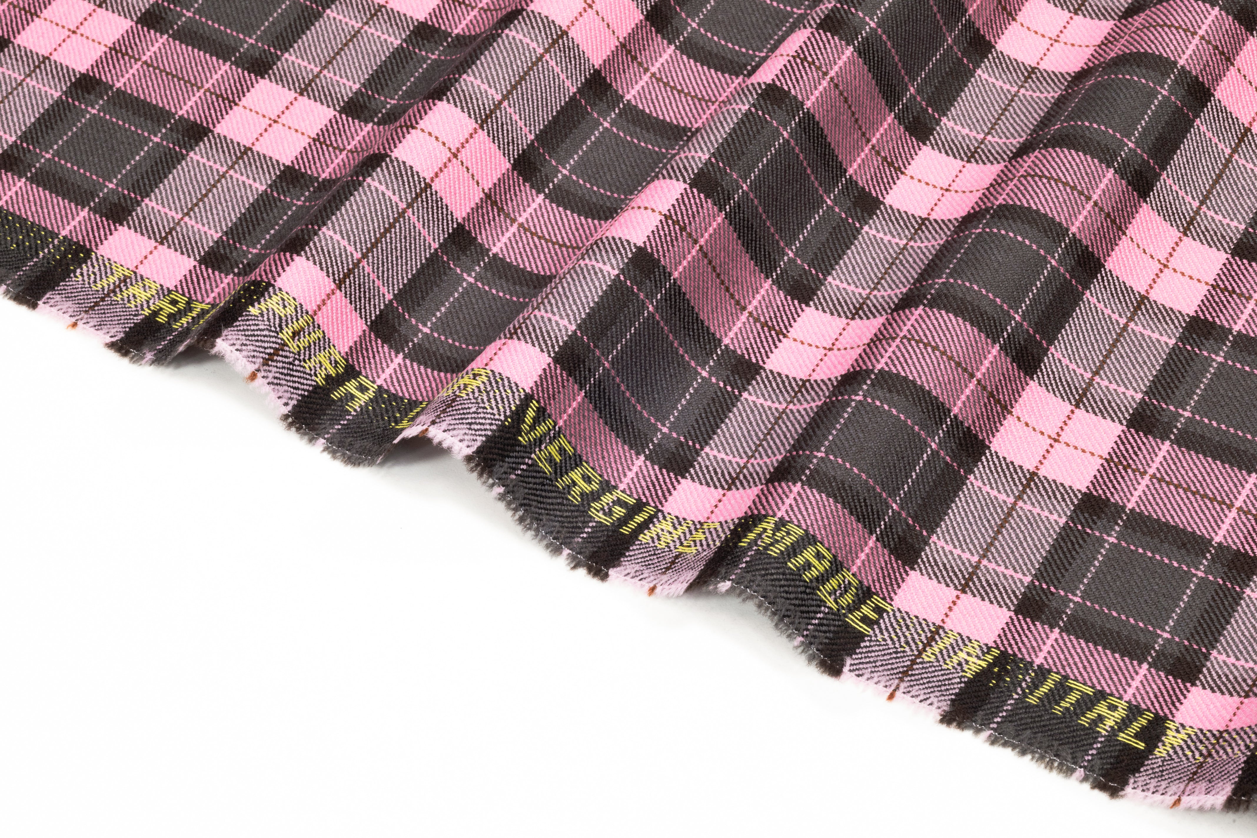 Tartan Italian Wool Suiting - Pink / Charcoal / Brown