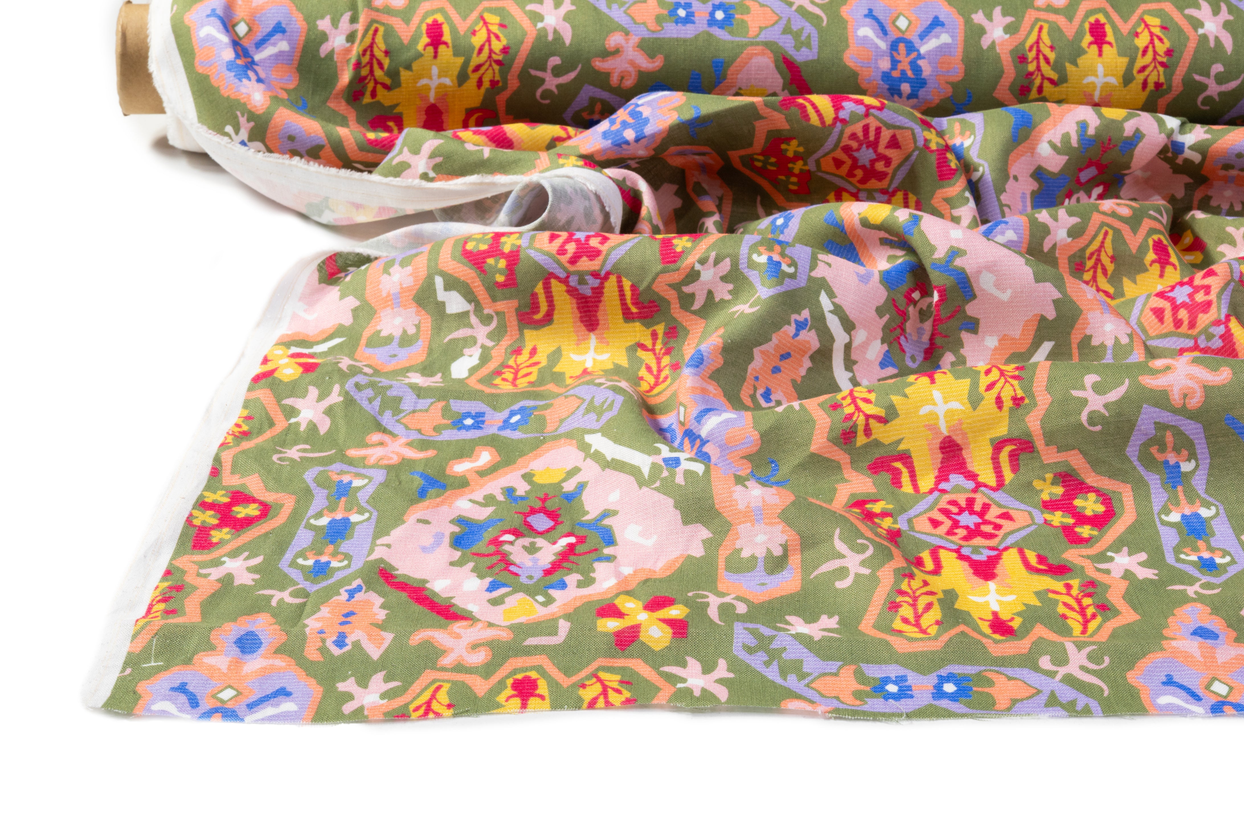 Abstract Italian Viscose Linen - Multicolor