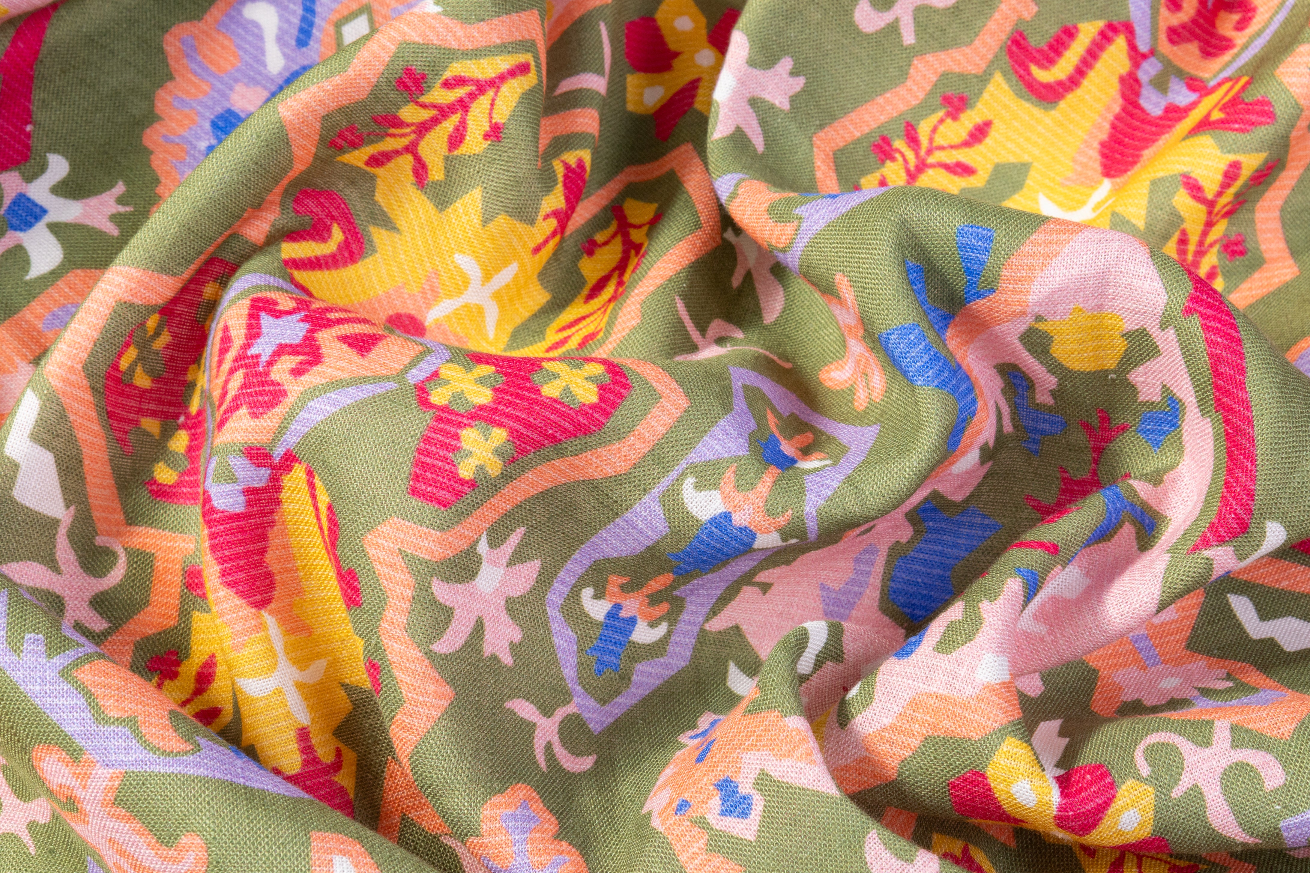 Abstract Italian Viscose Linen - Multicolor