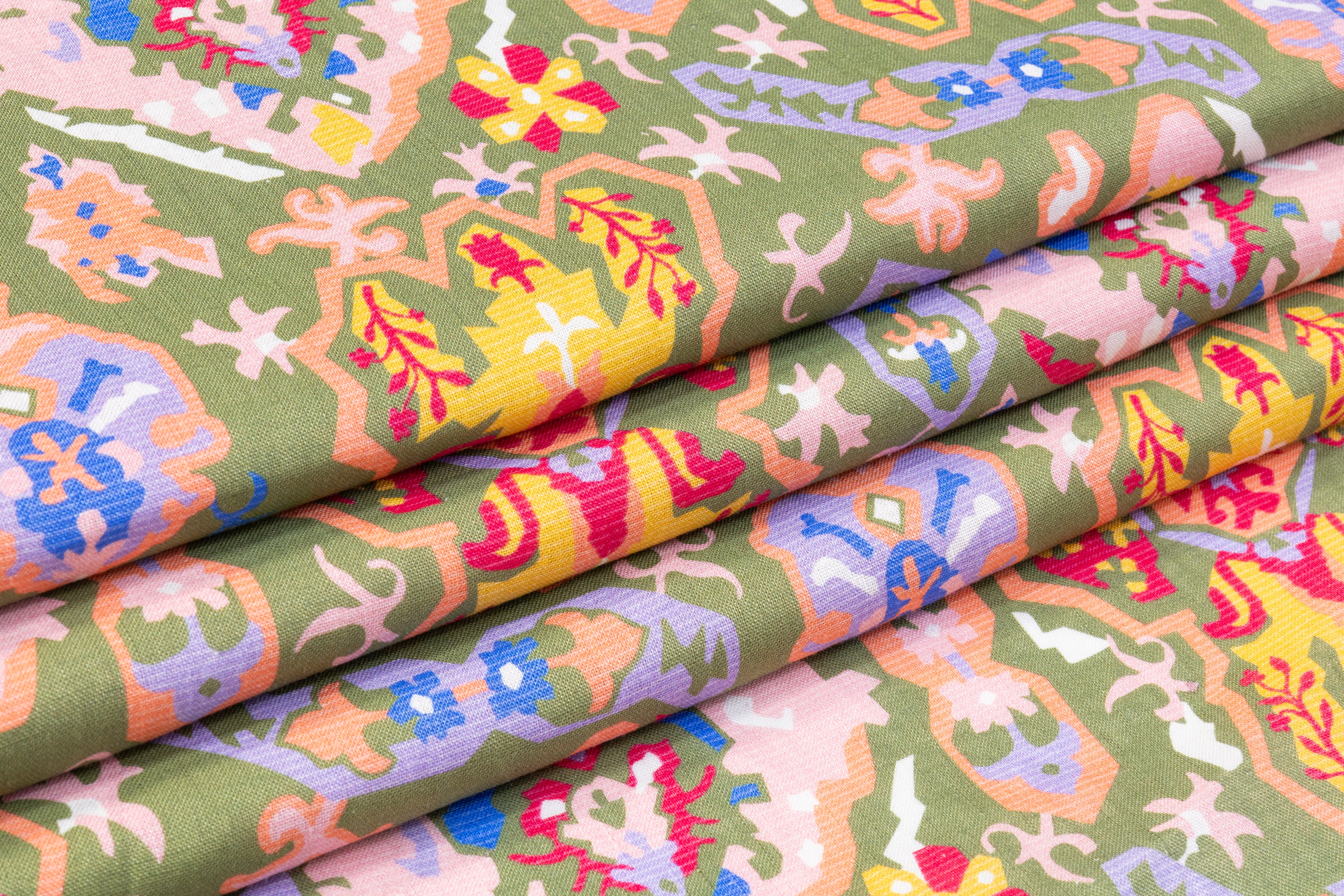 Abstract Italian Viscose Linen - Multicolor