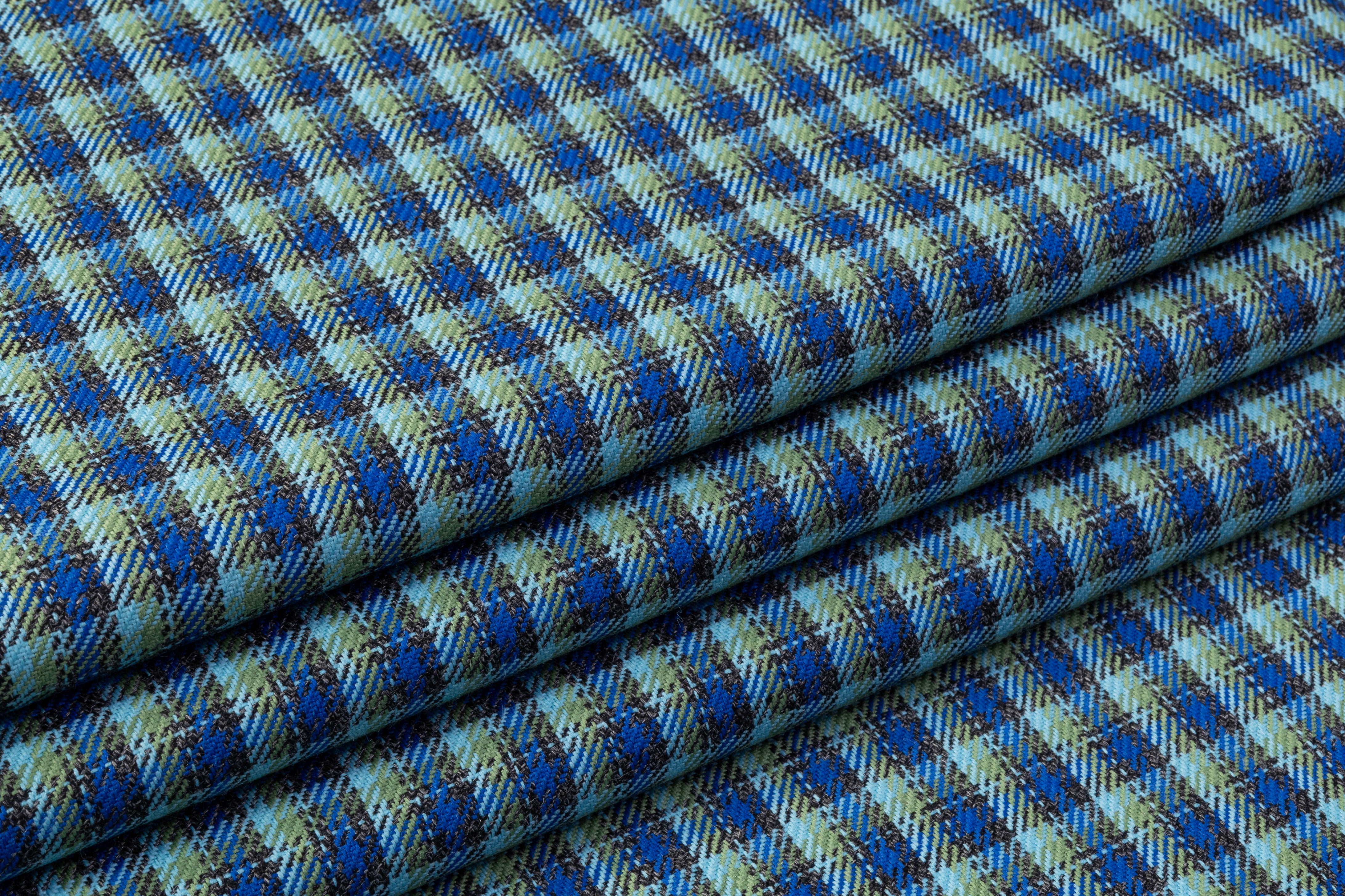 Checked Italian Wool Twill - Blue / Green
