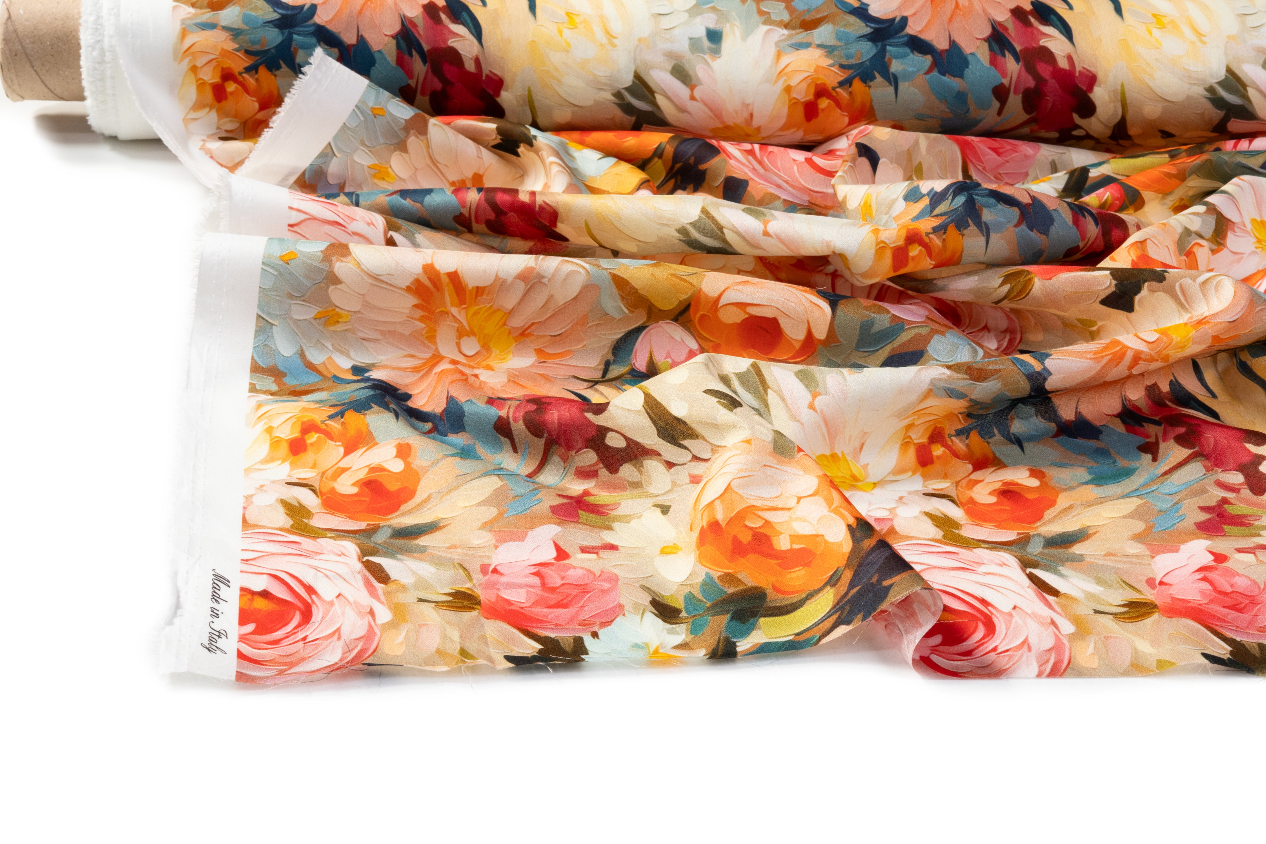 Floral Italian Cotton Crepe de Chine - Multicolor
