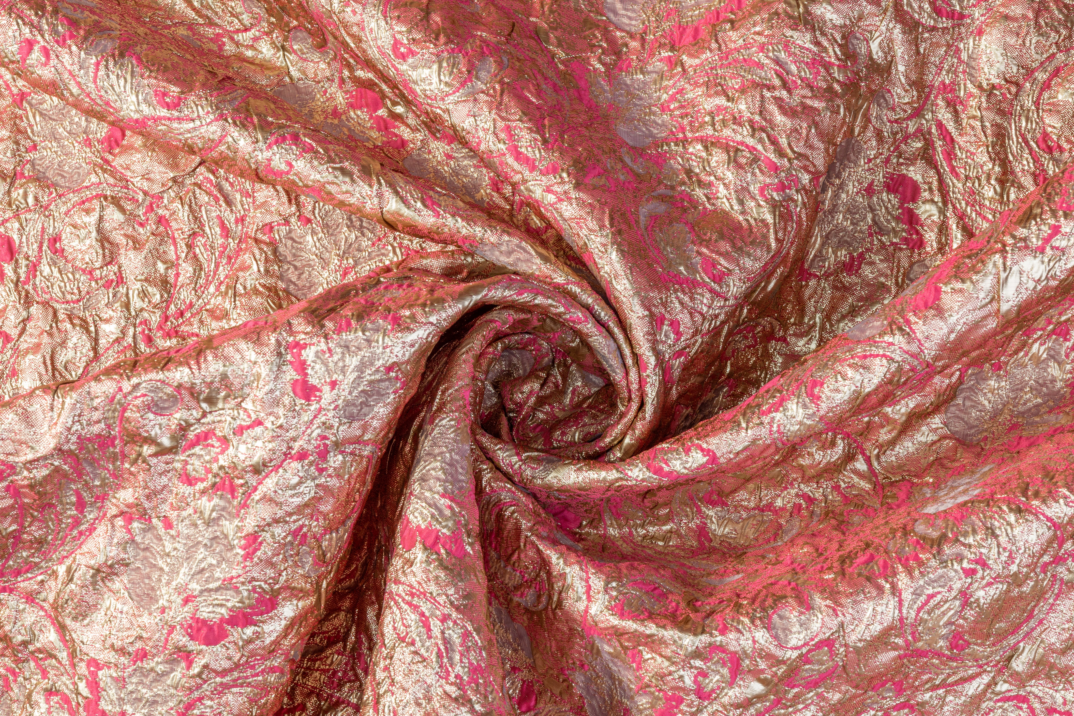 Double Faced Metallic Brocade - Magenta / Gold