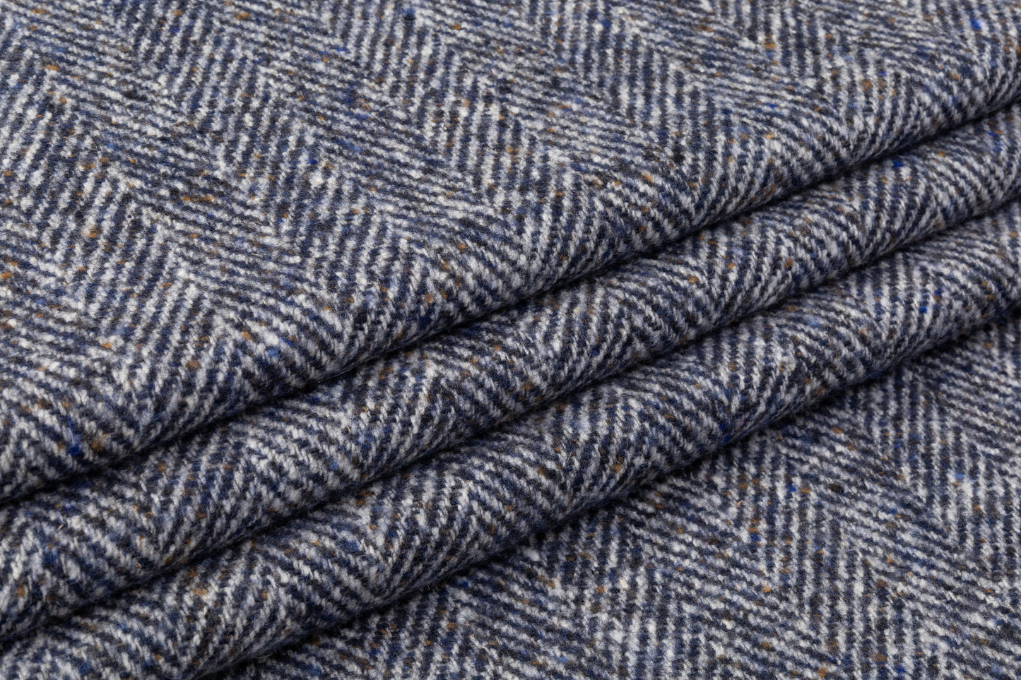 Italian Herringbone Wool Coating - Blue