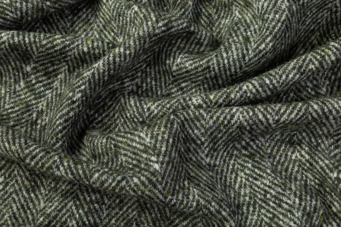Italian Herringbone Wool Coating - Green