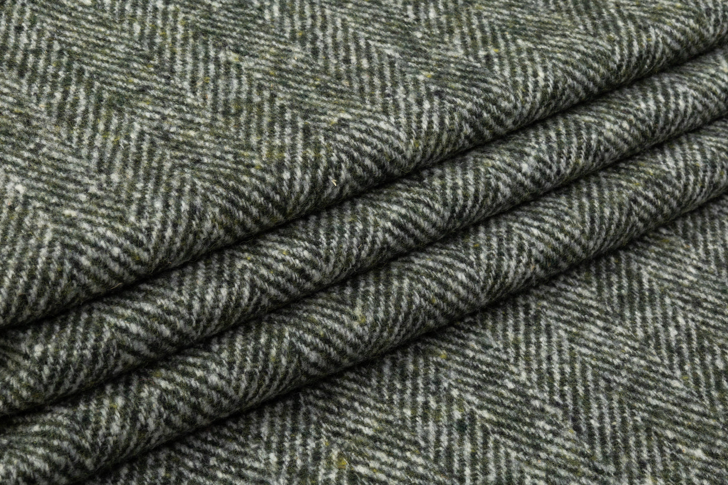 Italian Herringbone Wool Coating - Green