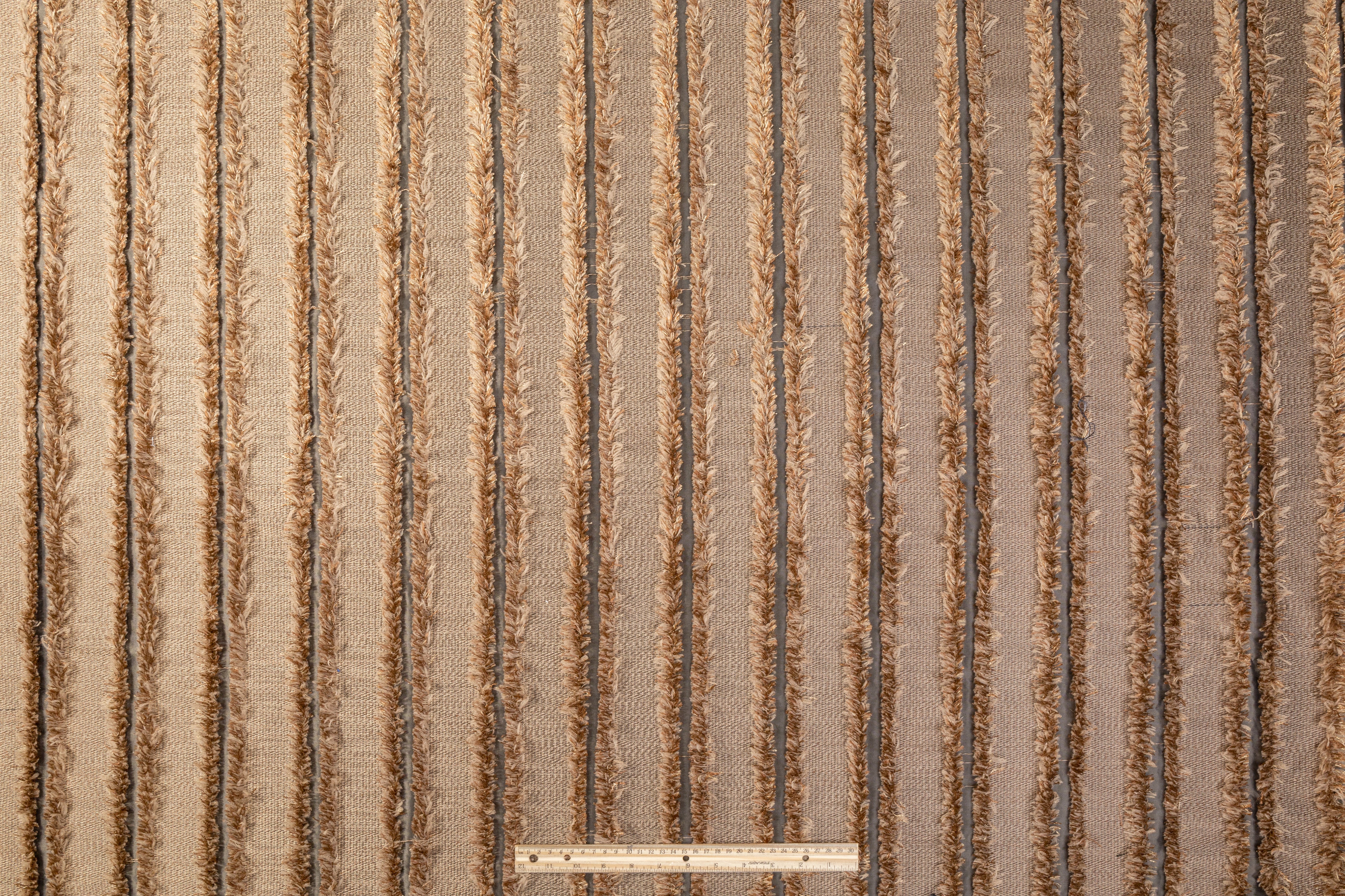 Striped Fringed Italian Polyester - Brown