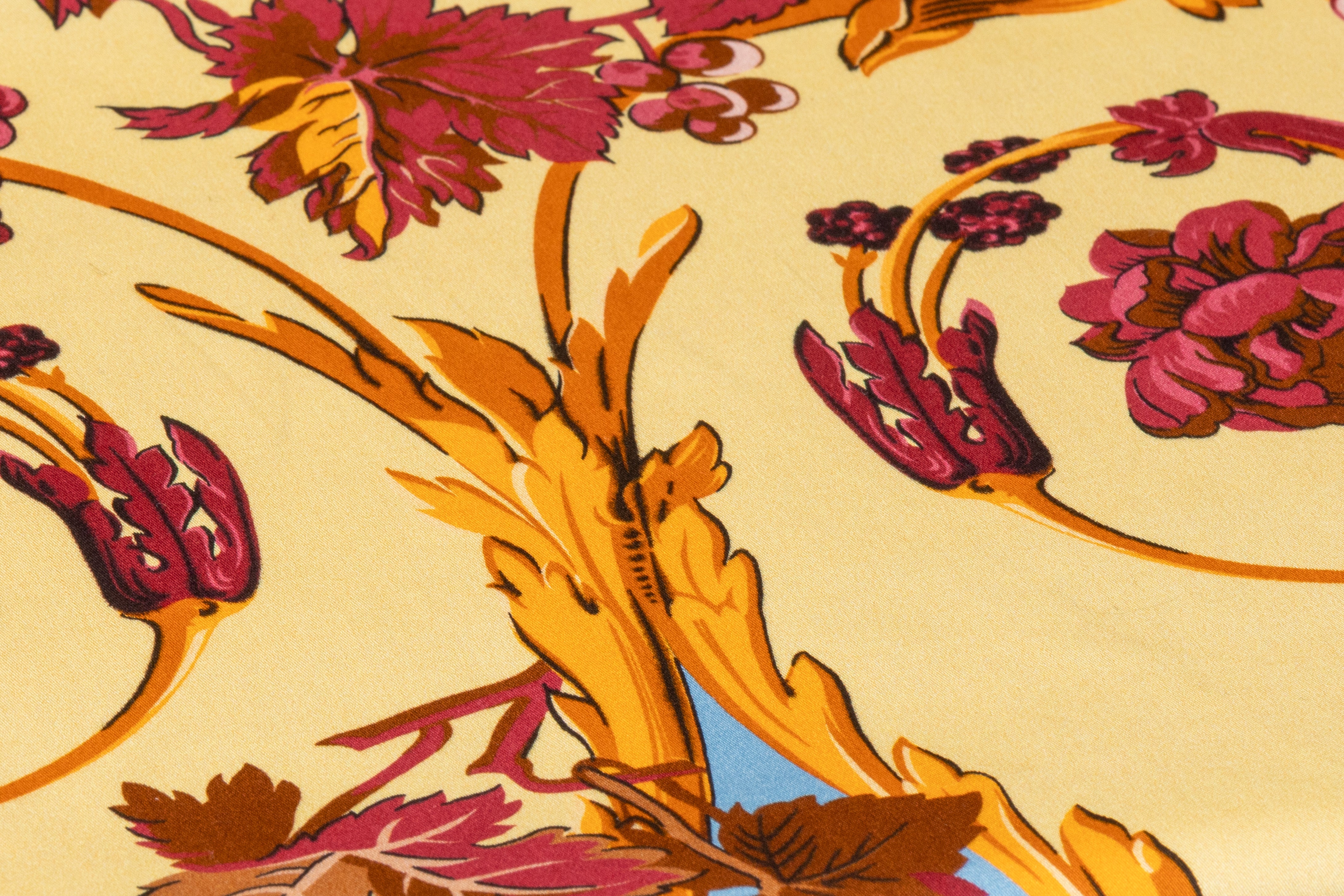 Ratti - Baroque Garden Italian Cotton Sateen - Blue / Yellow / Burgundy