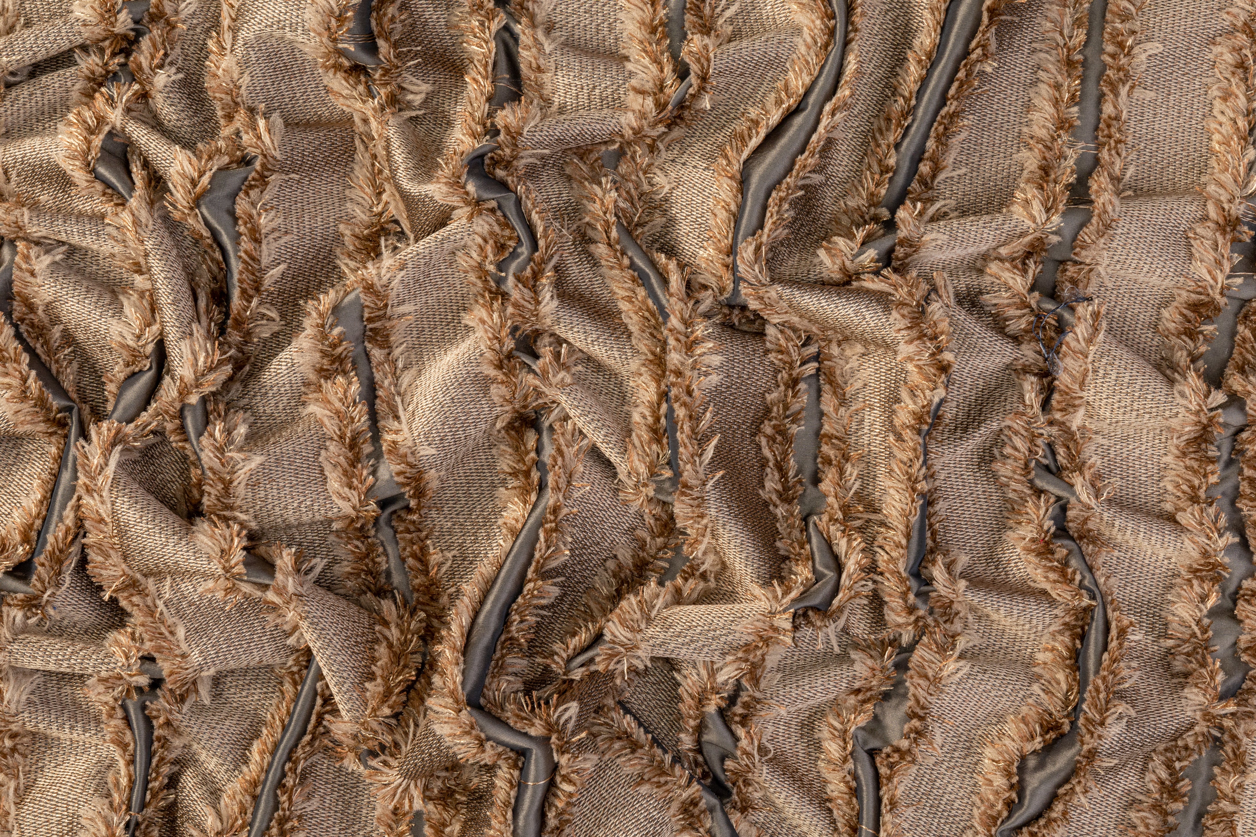 Striped Fringed Italian Polyester - Brown