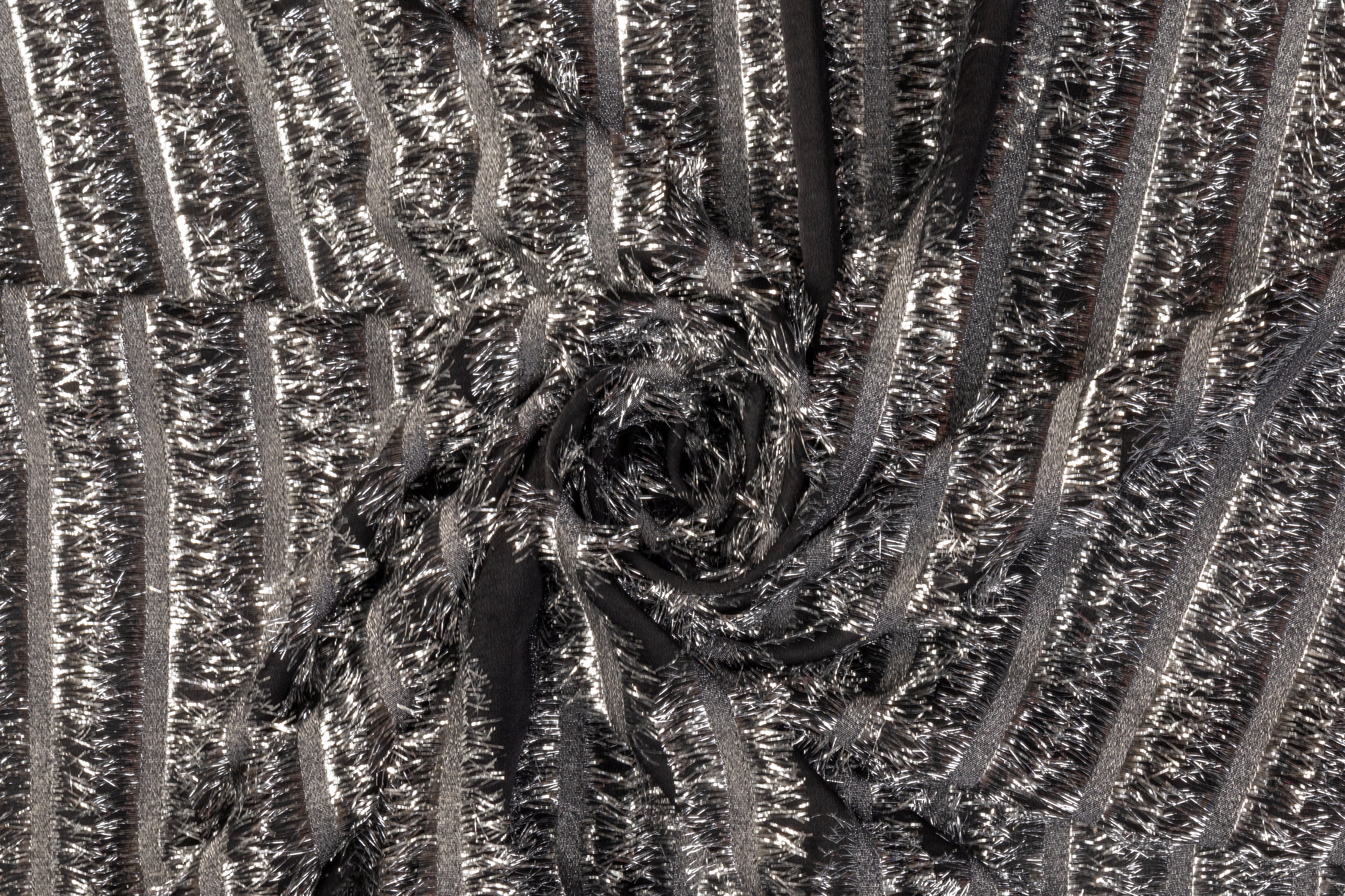 Metallic Italian Silk Chiffon - Black / Silver